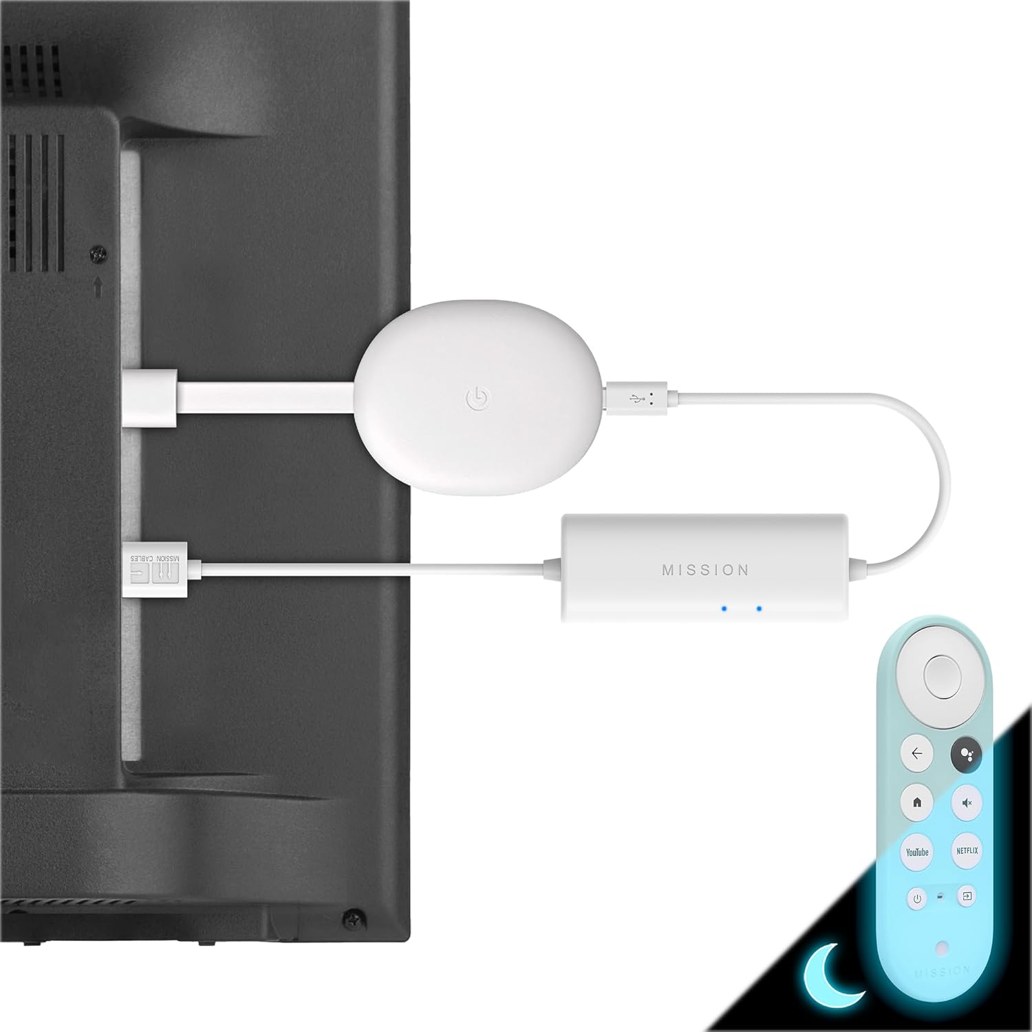 USB Power Cable for Chromecast (4K) with Google TV (With Glow