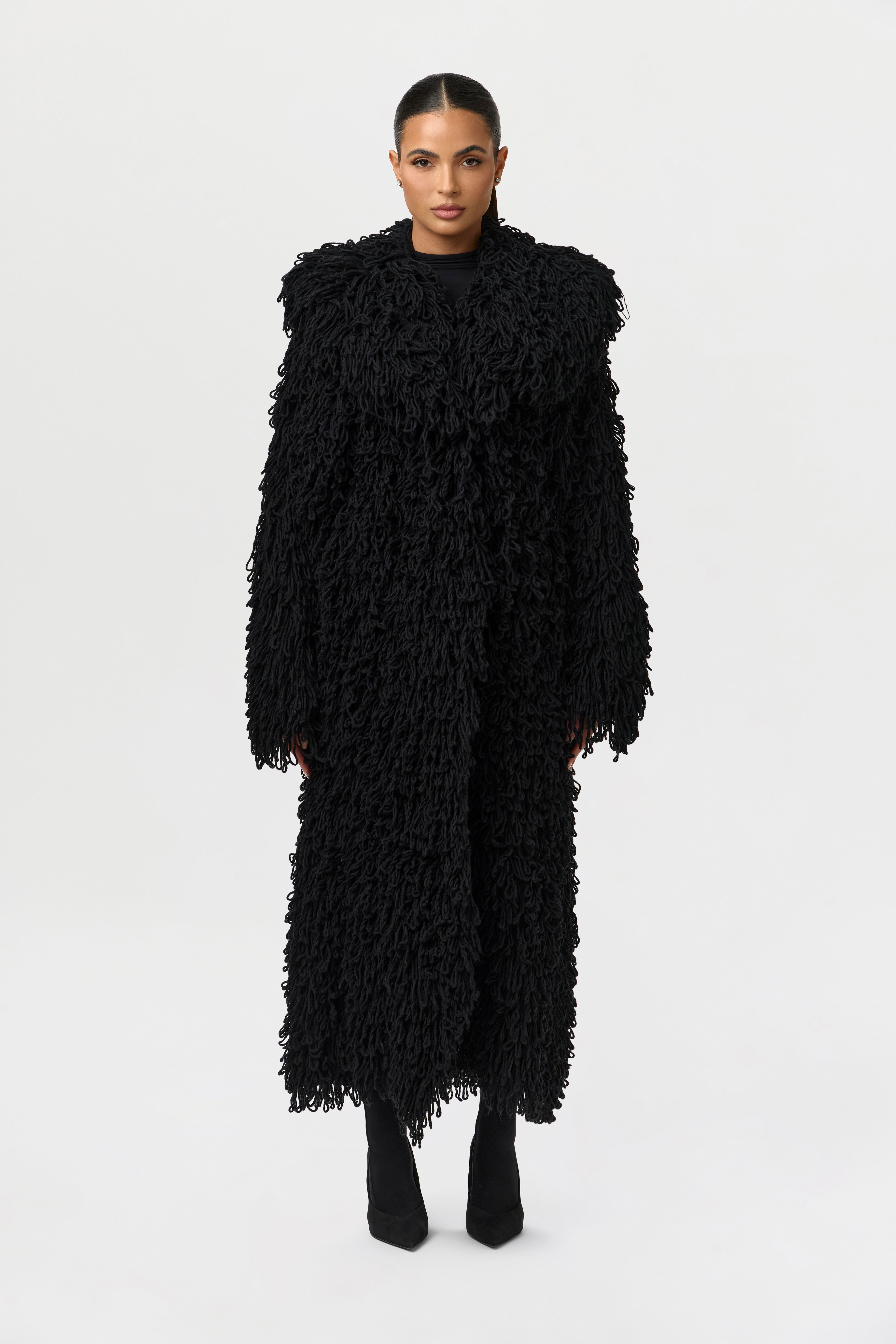 Knit Shaggy Loop Coat – Naked Wardrobe