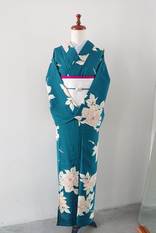 2025SS オリジナル浴衣 バラ/ターコイズ – 大塚呉服店