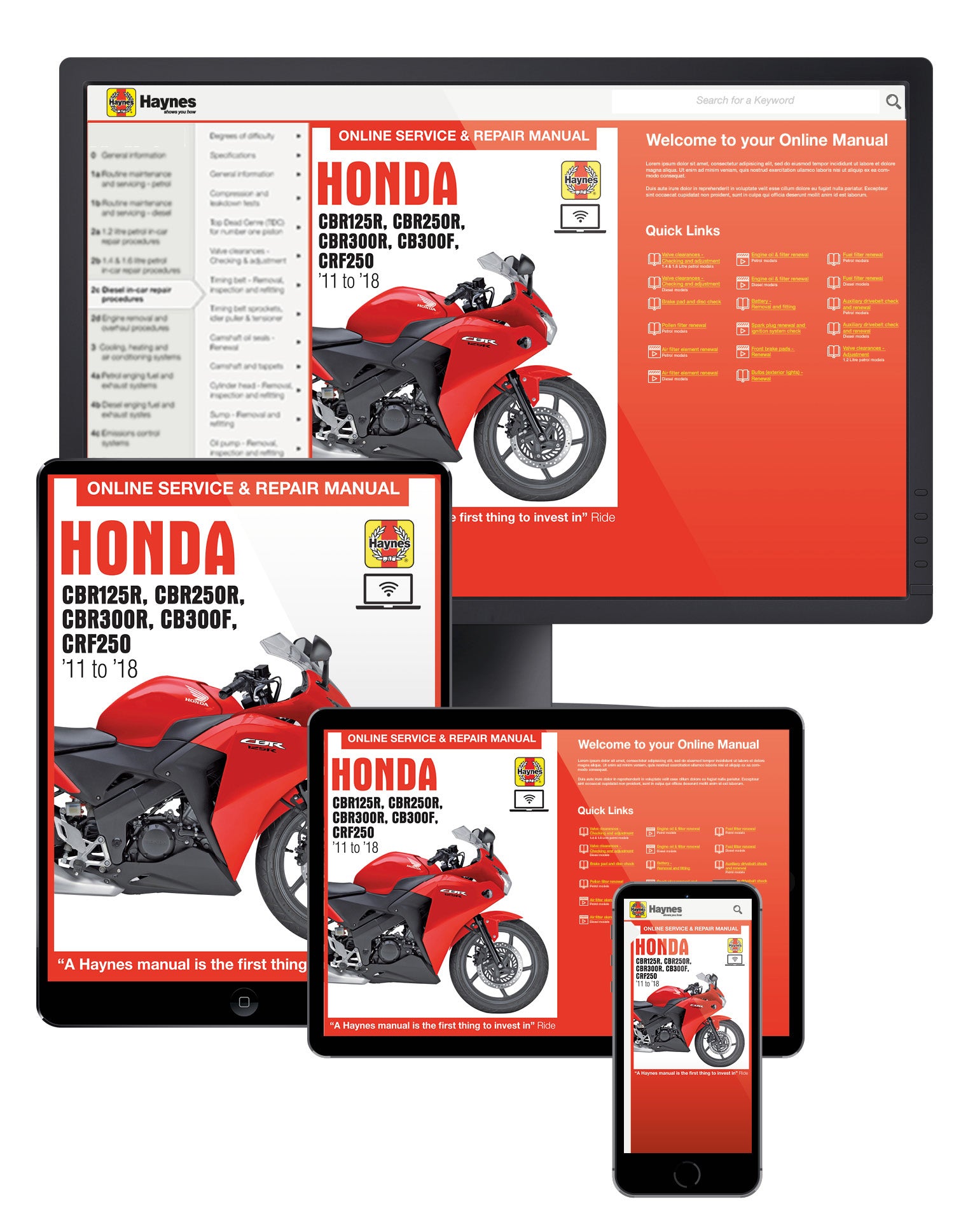 Honda CBR125/250/300R, CB300F & CRF250L/M (2011-2018) Haynes