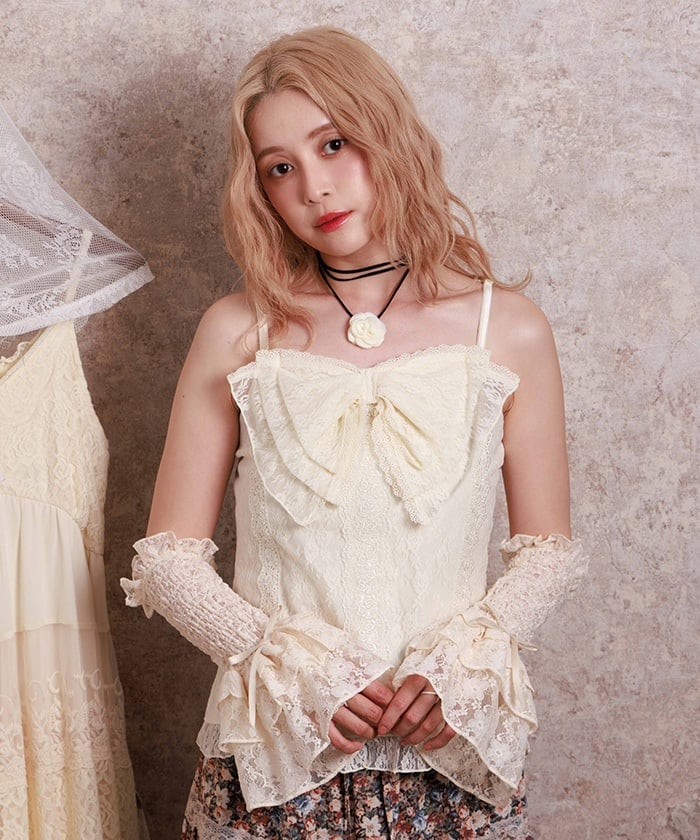 Lacy Big Ribbon Camisole – axes femme from JAPAN