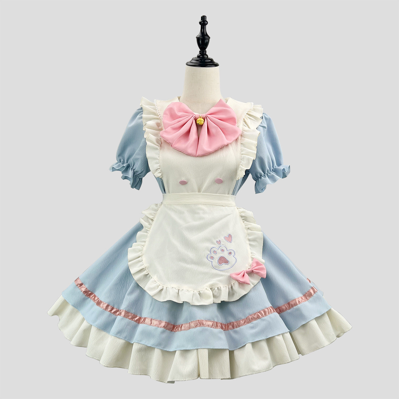 大きいサイズ レディース｜みずいろ・ねこにゃんメイド服ワンピ―ス (L