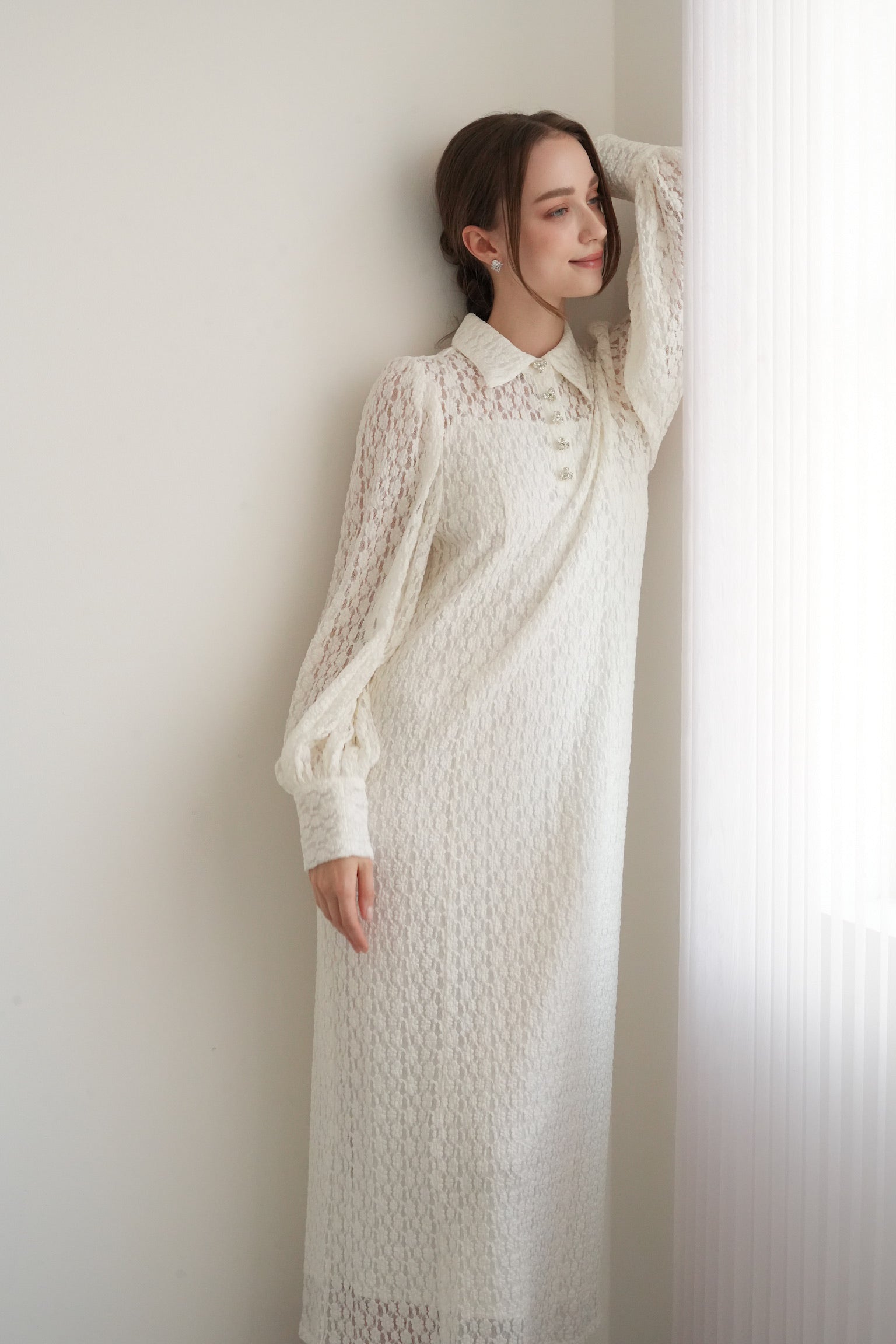 shirt detail lace one-piece – Acka online store