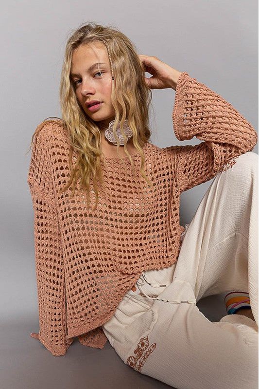 Nadia Drop Shoulder Open Knit Sweater Top – Classic Trendz Boutique