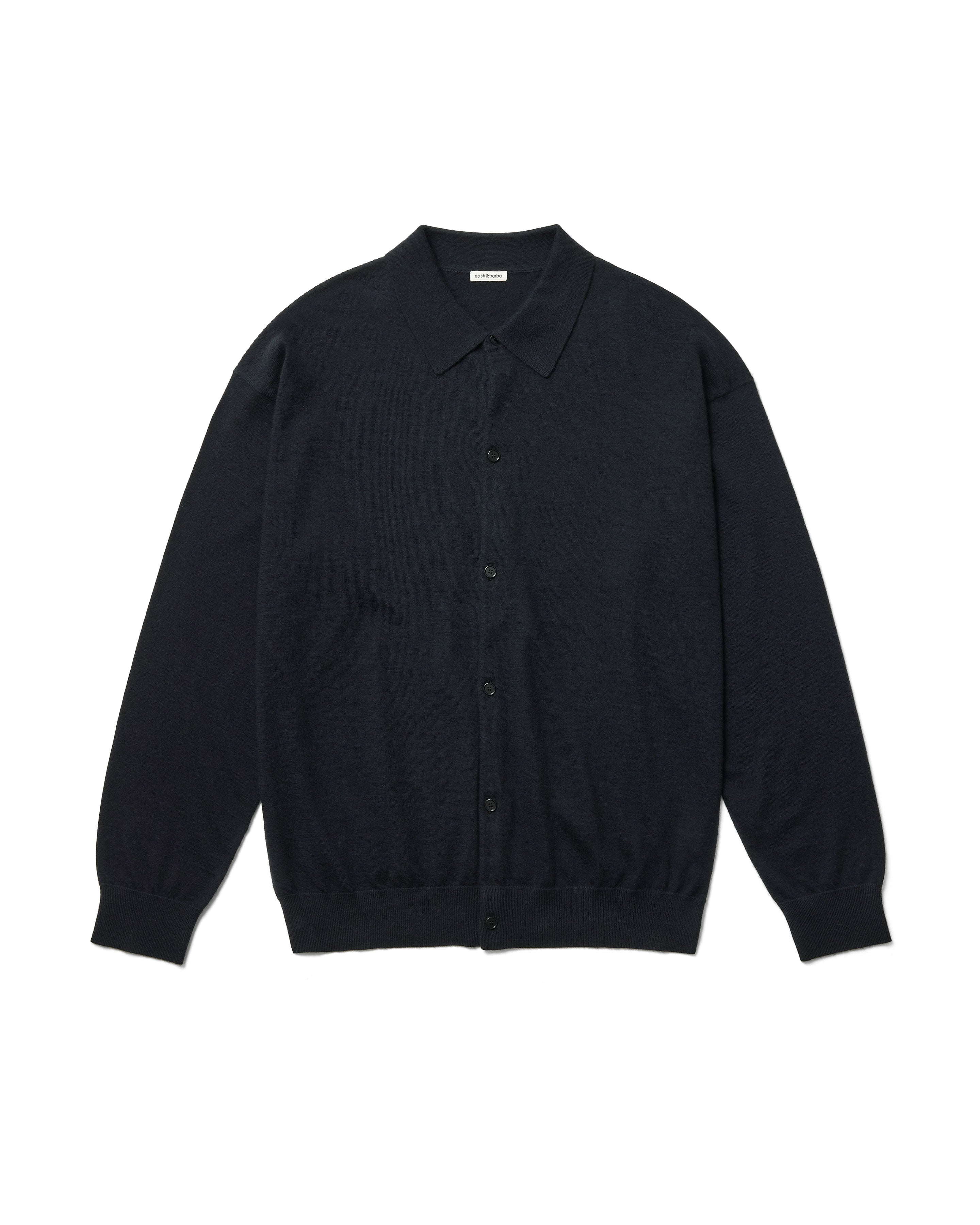 ウーステッドカシミヤ 150 ポロカラー, Black – cash & barba
