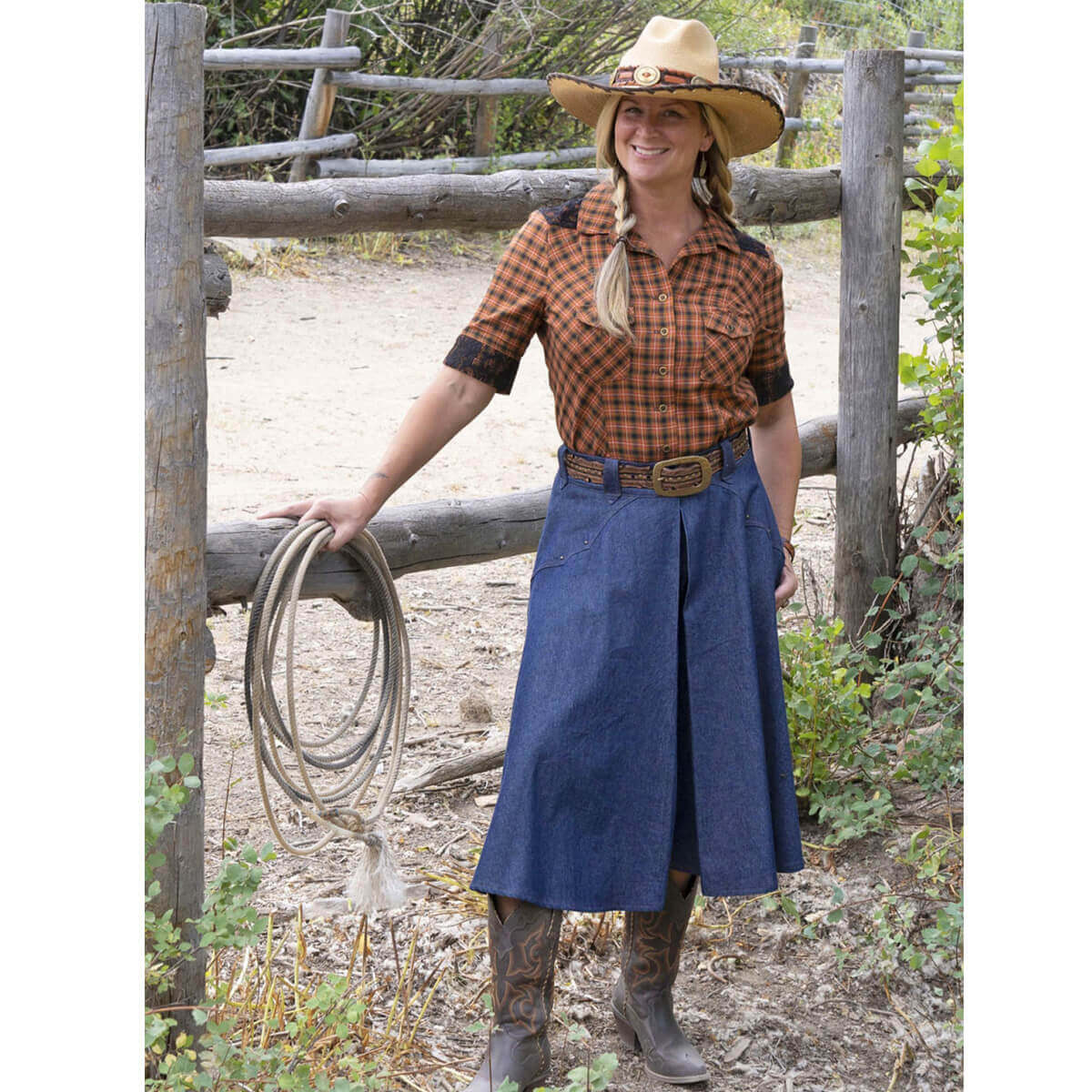Women's Rodeo Split Gaucho Denim Skirt Made in USA – Cattle Kate