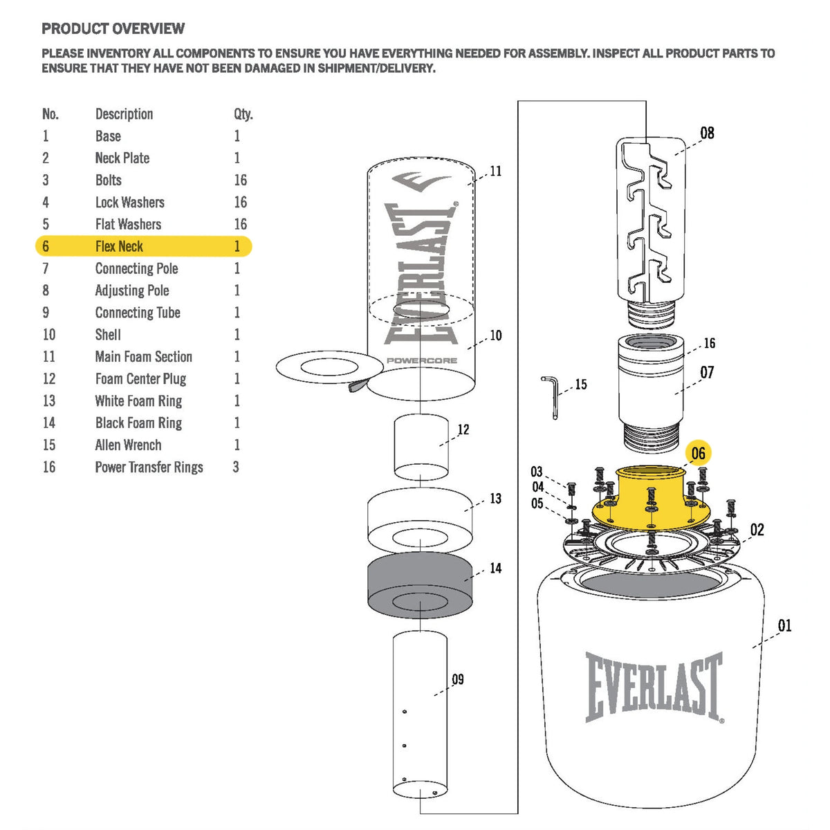 Everlast Powercore Freestanding Heavy Bag - Flex Neck