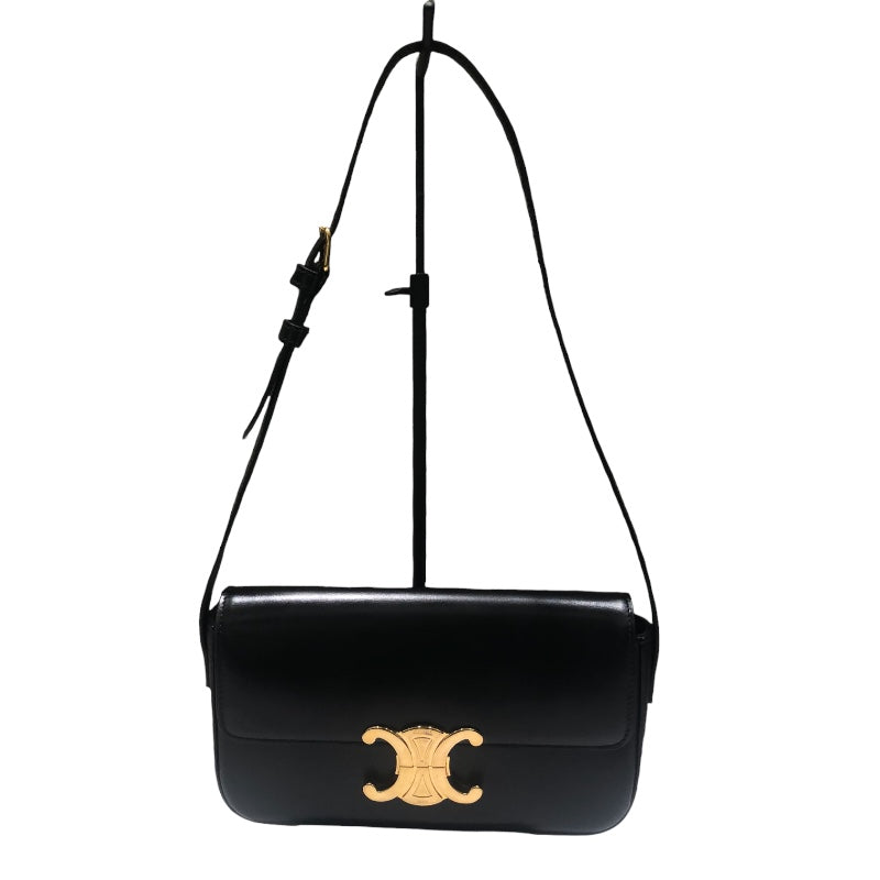 セリーヌ CELINE ショルダバッグクロード ブラックGD金具 シャイニー