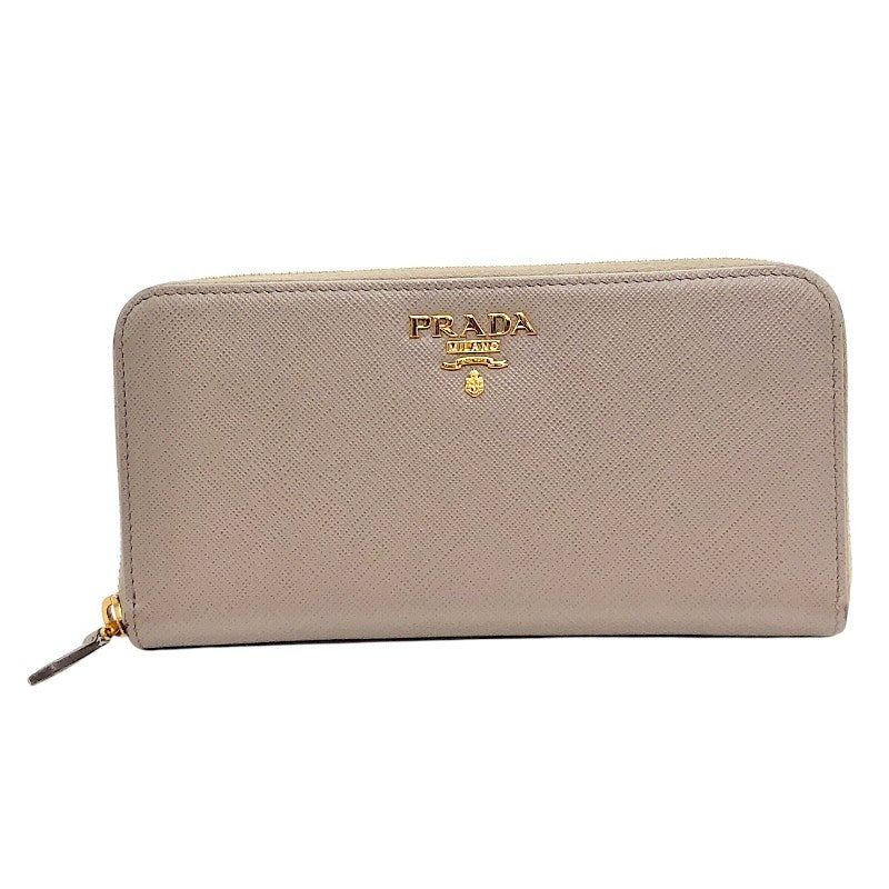 プラダ PRADA ロゴラウンドファスナー財布 1M506 グレー/GD金具