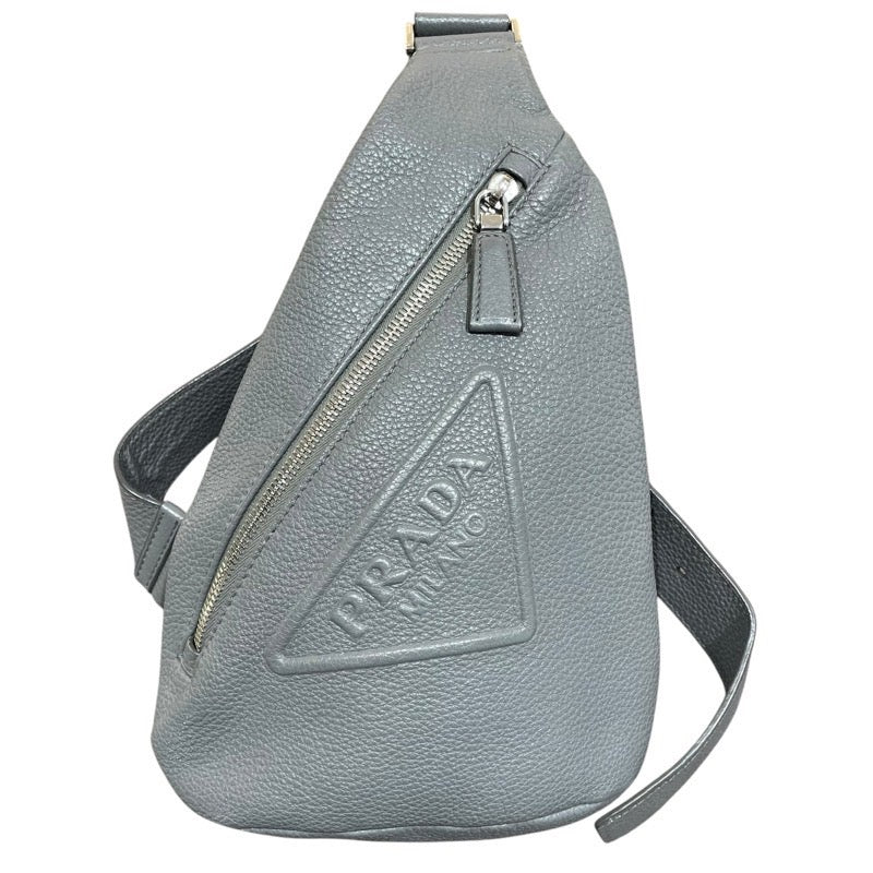 プラダ PRADA ショルダーバッグ グレー SV金具 レザー メンズ ボディ