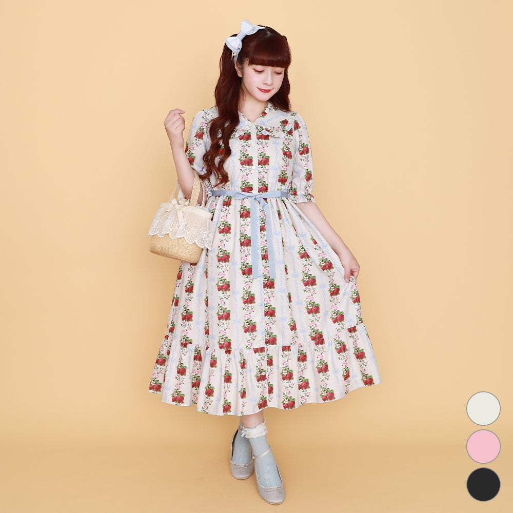 Strawberry Roseフロントボタンワンピース-Melody BasKet(メロディ