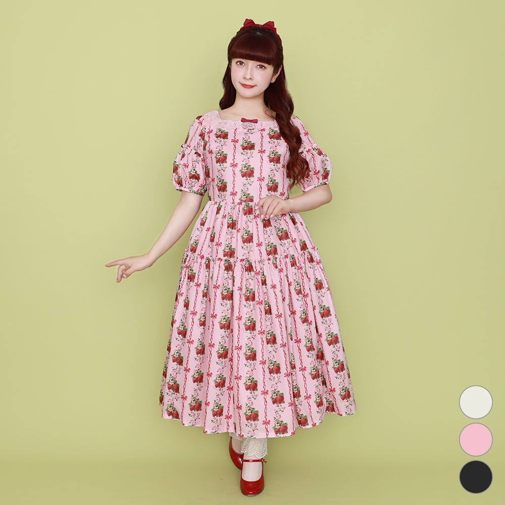 Strawberry Roseスクエアネックワンピース-Melody BasKet(メロディ