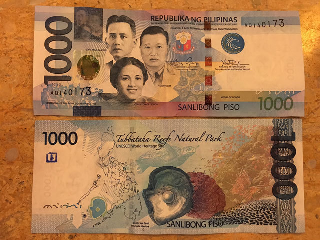 フィリピンペソ 1000ペソ札5枚と硬貨7枚 PHP フィリピンペソ 1000ペソ