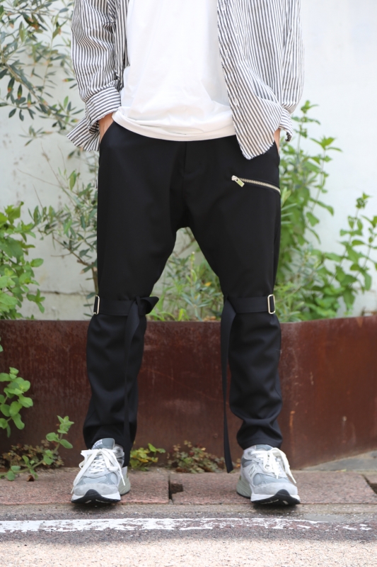 18ss 美品□sulvam□シアサッカー ボンテージ パンツ サルエル調 M