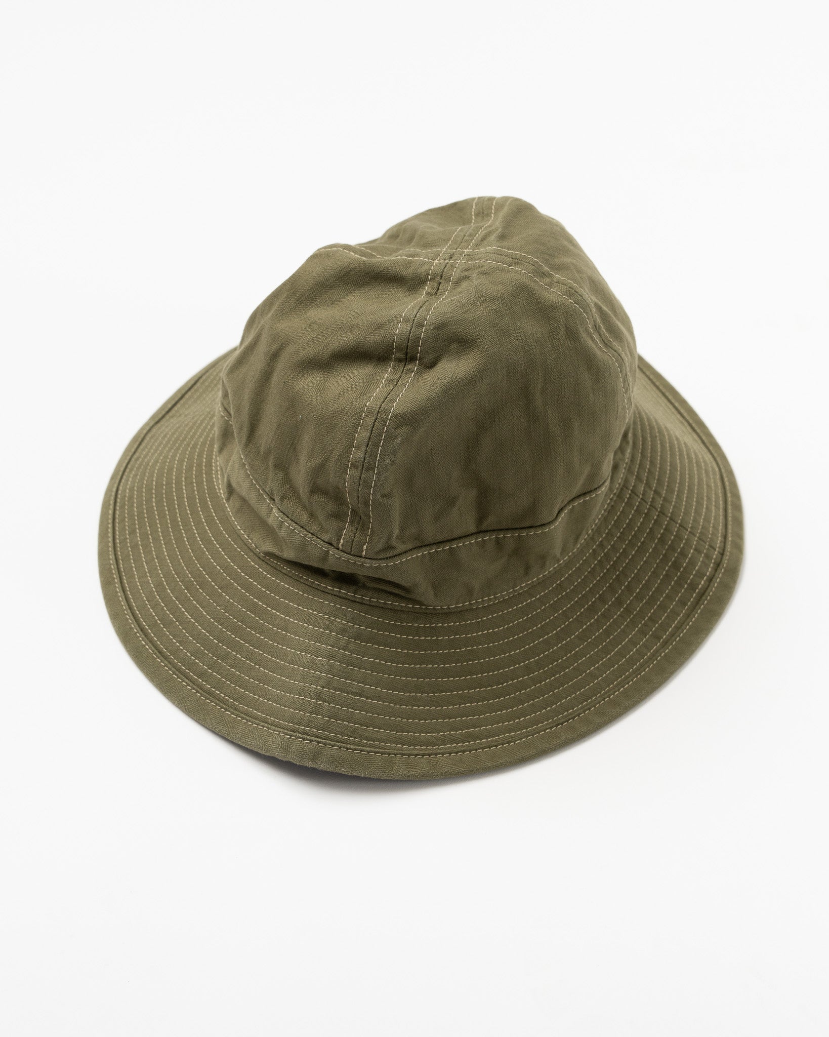 orSlow US Navy Hat in Herringbone Green Curated at Jake and Jones