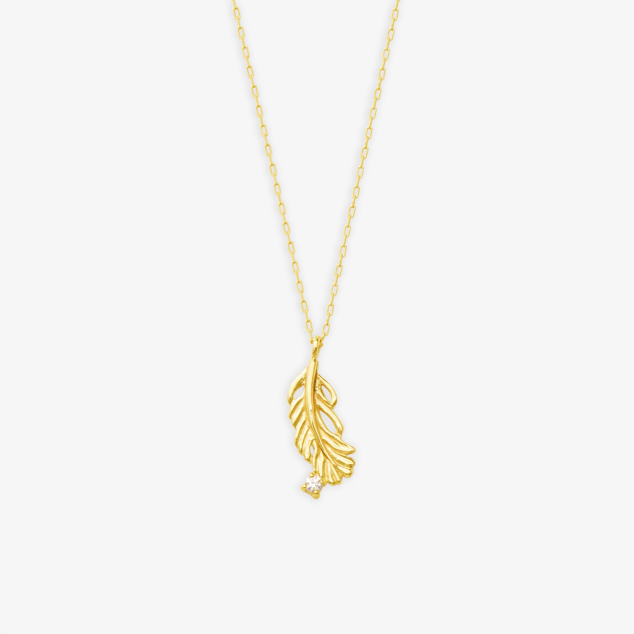 WEB限定】K10 イエローゴールド ダイヤモンド フェザー ネックレス
