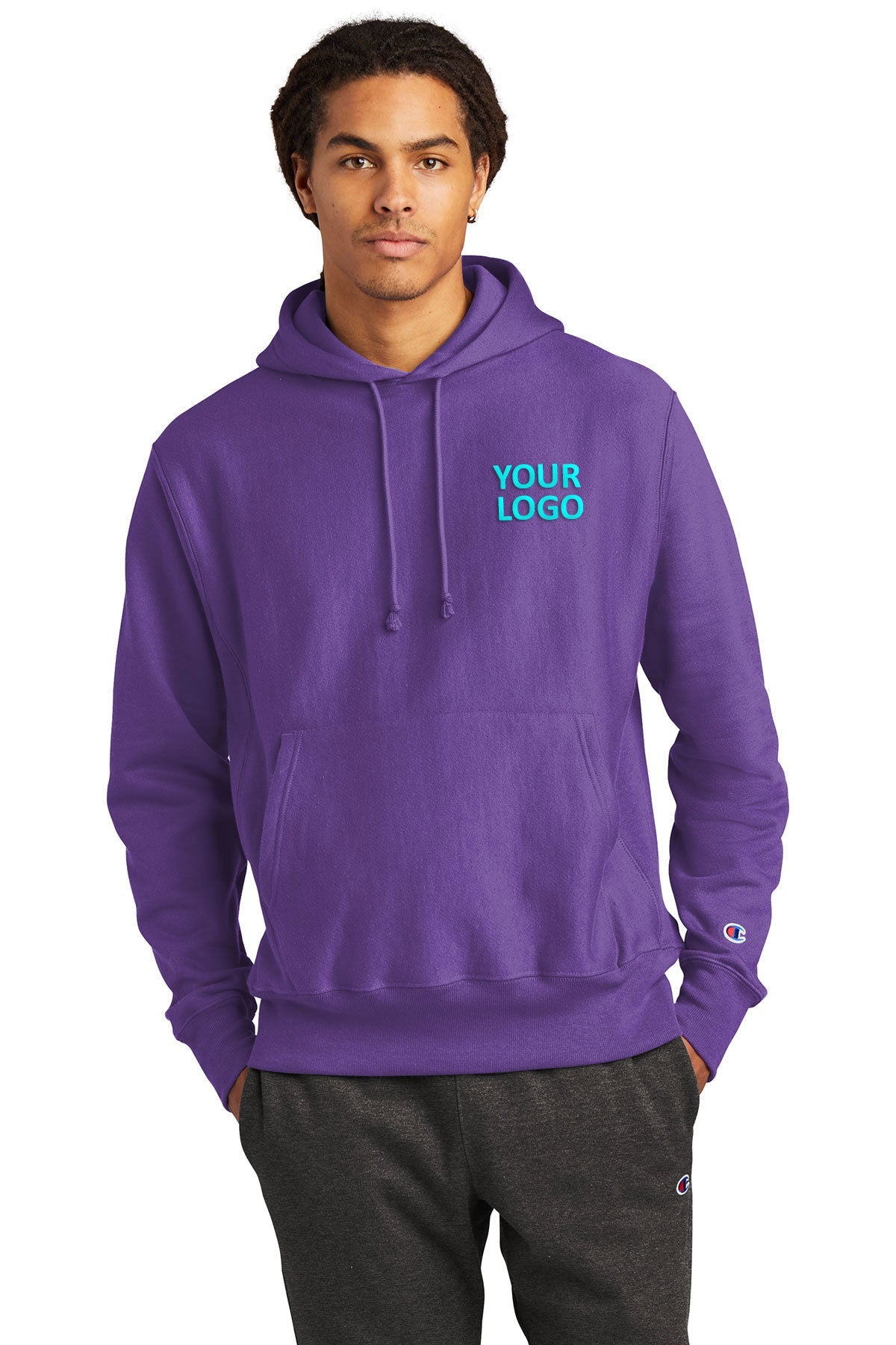 Branded Champion Reverse Weave Hoodie S101 Purple