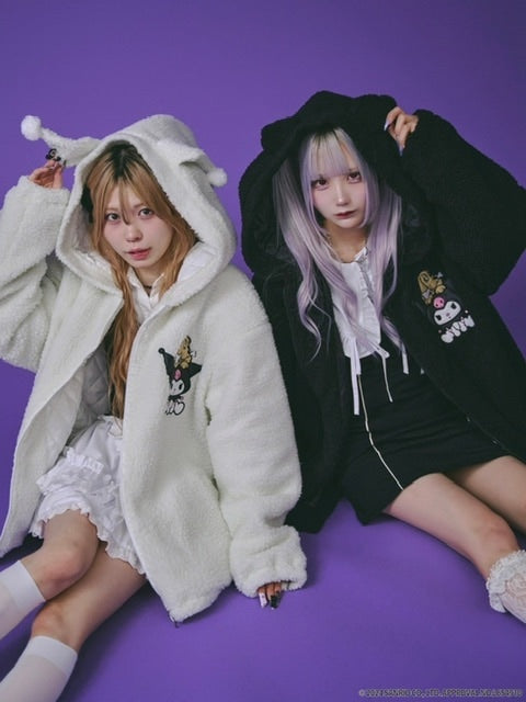 GALFY×KUROMI】モコモコ丸ボアずきんパーカー / 【ガルフィー×クロミ
