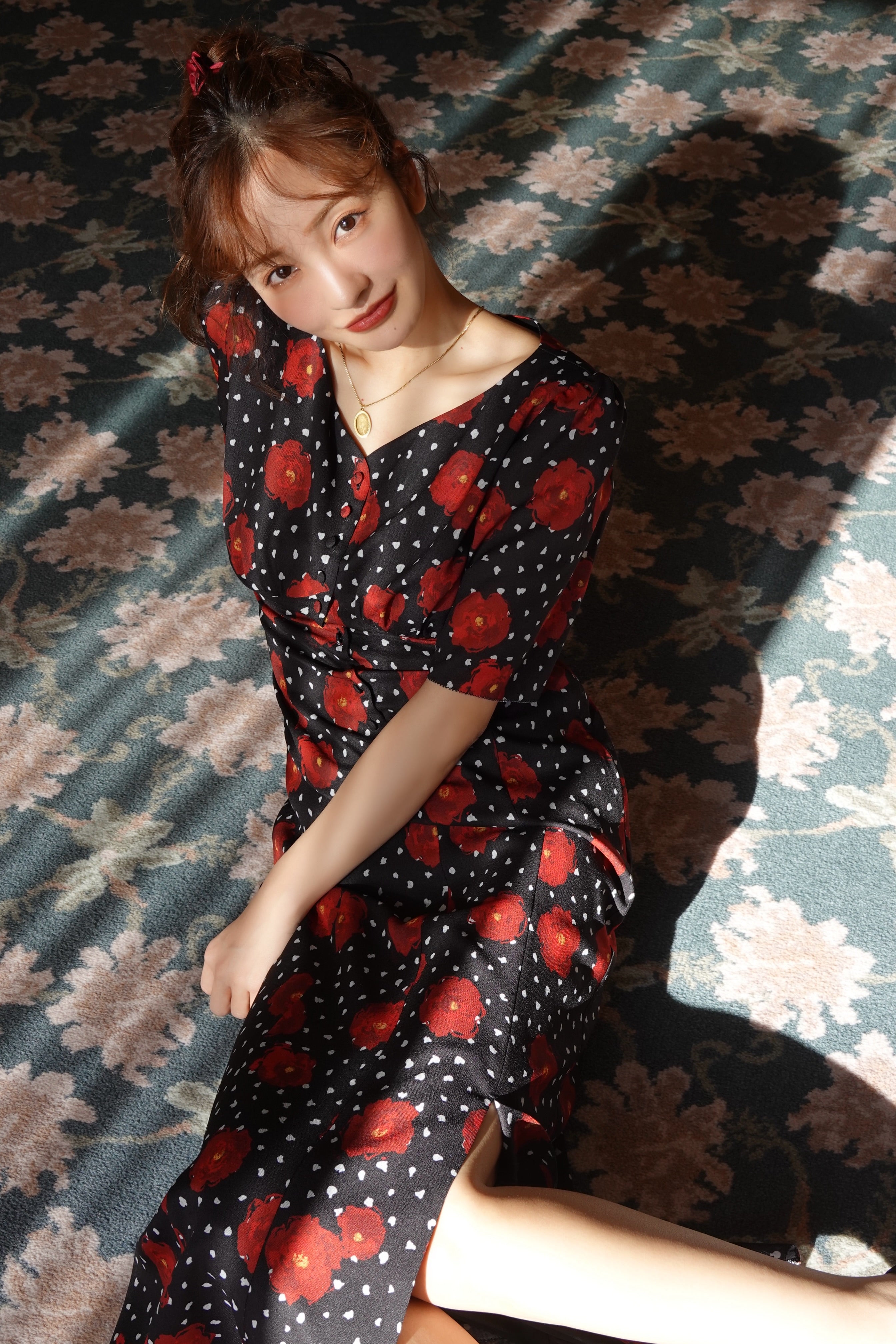 HEART NECK FLOWER PRINT DRESS – Rosy luce