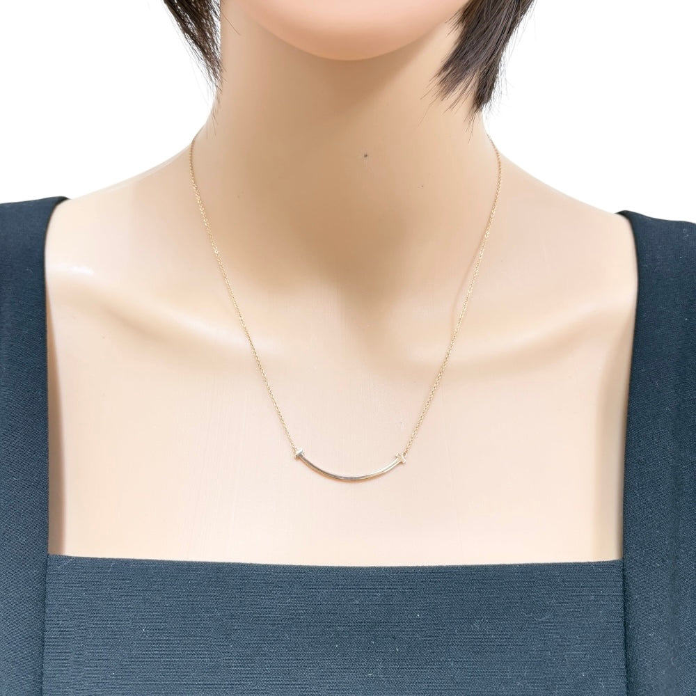 Tiffany & Co. Tiffany T Smile Necklace 18 Gold K18 Pink Gold
