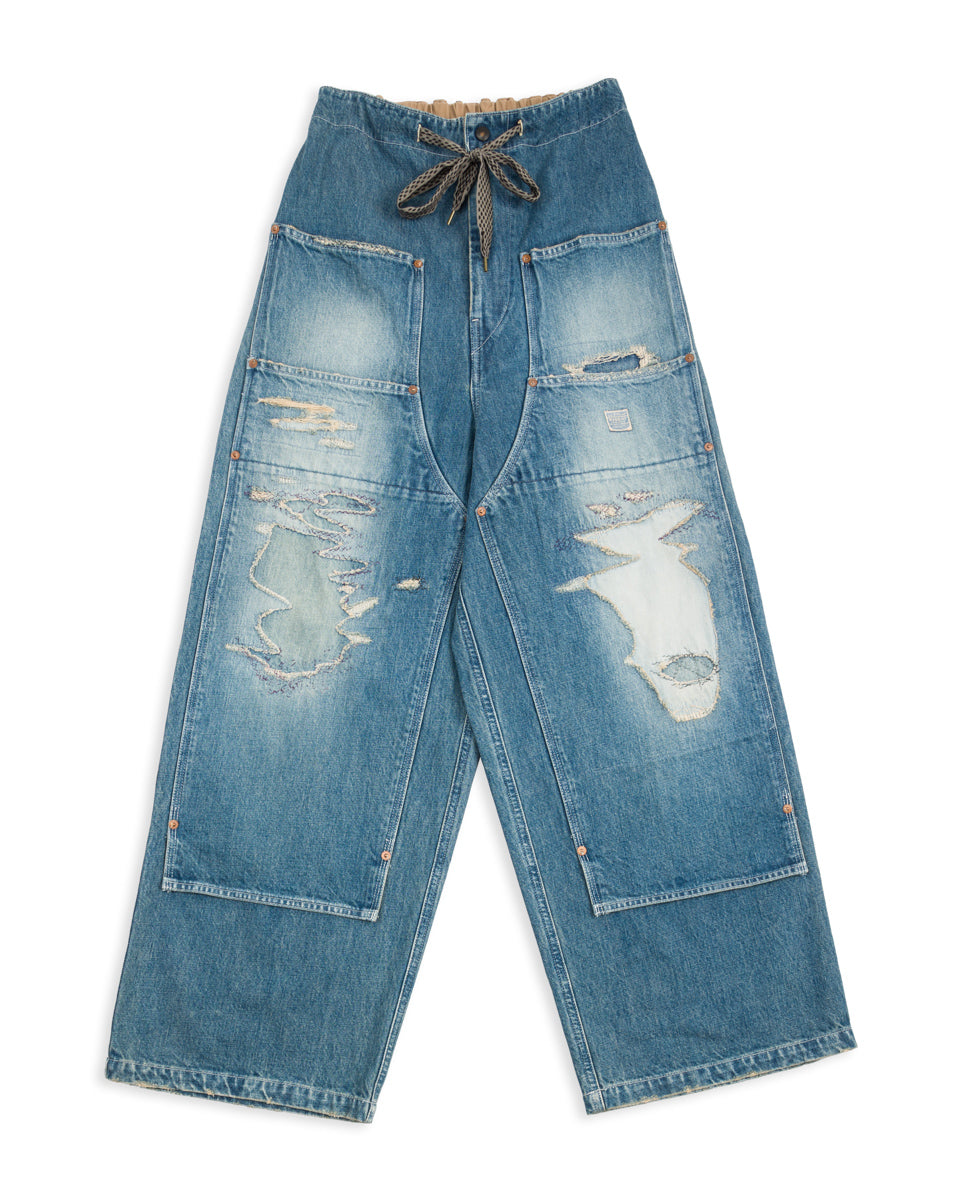Kapital 14oz Denim W-Knee EASY Baggy Pants(DIXIE LUMBER REMAKE
