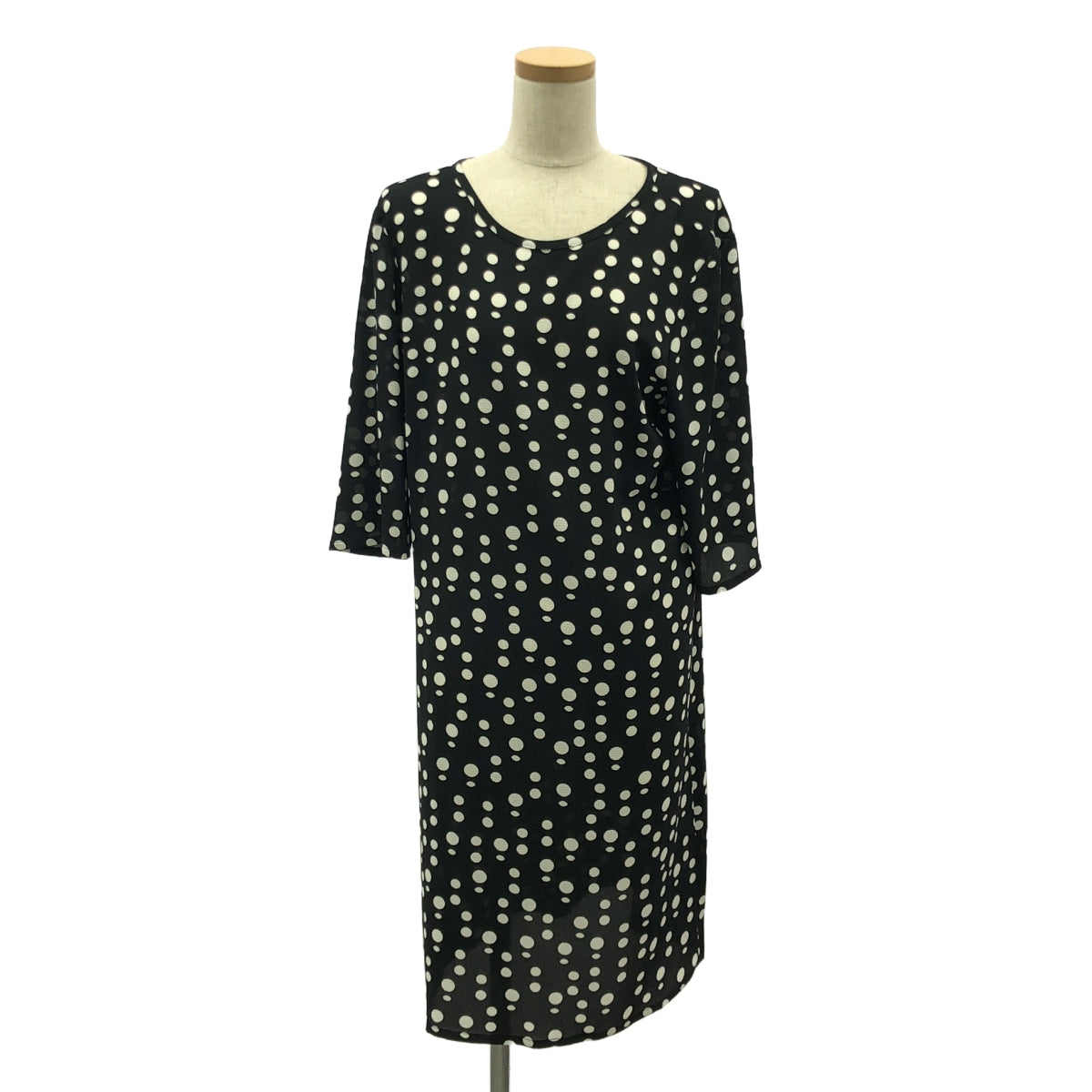 新品】 Agnes b. / アニエスベー | ノーカラー ドット ワンピース | 38