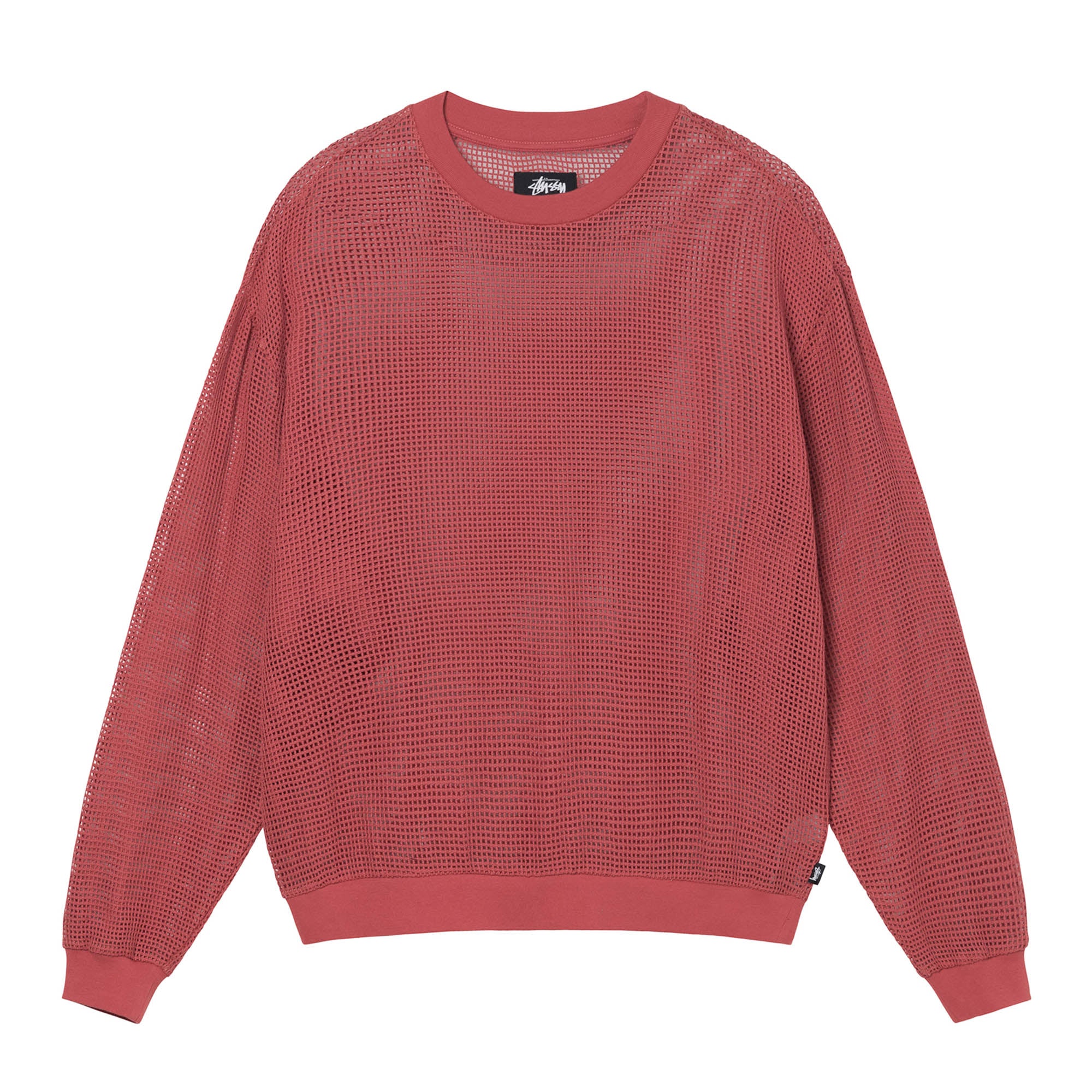 Stüssy: Cotton Mesh Ls Crew (Brick) | DSMNY E-SHOP
