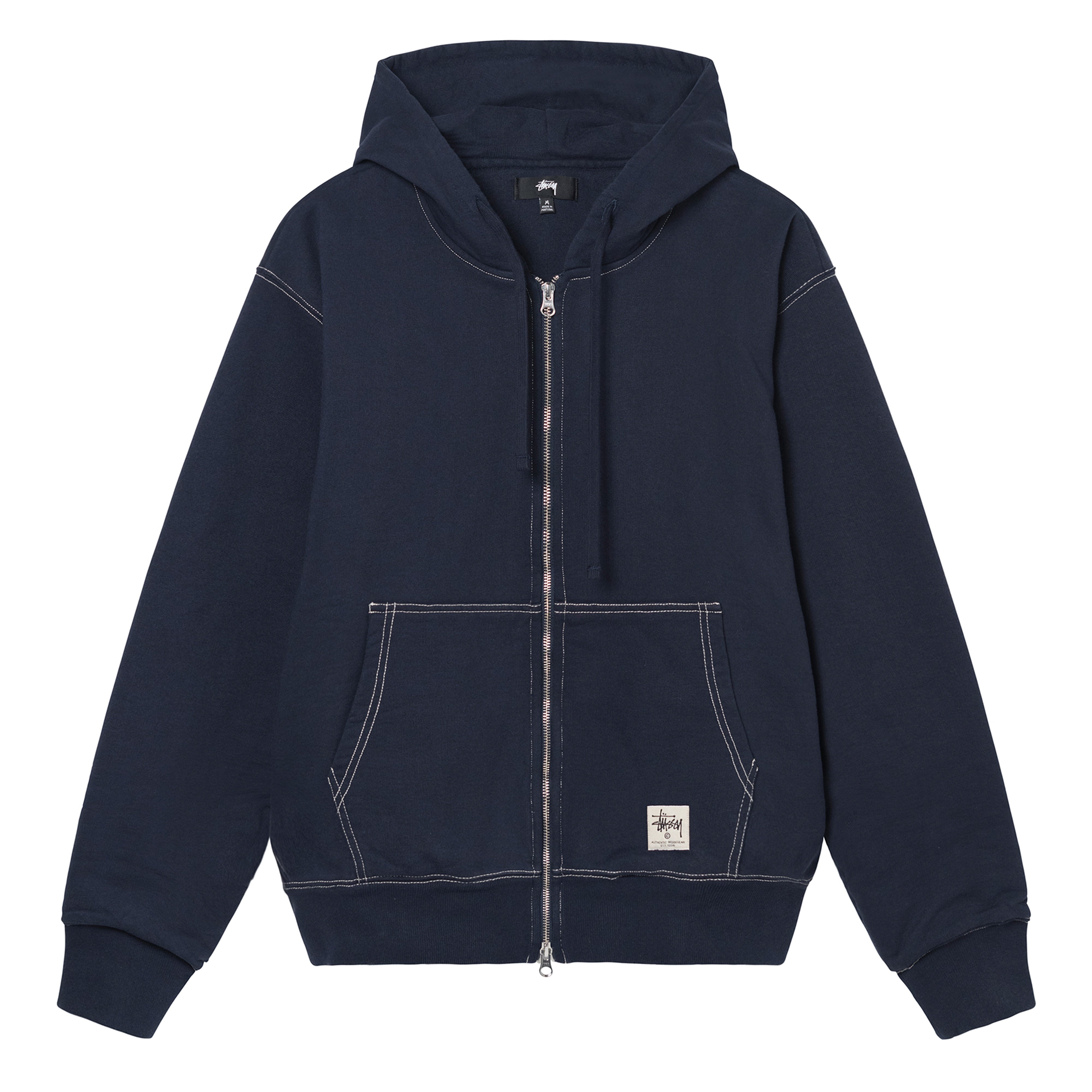 Stüssy: Double Face Label Zip Hoodie (Navy) | DSMNY E-SHOP