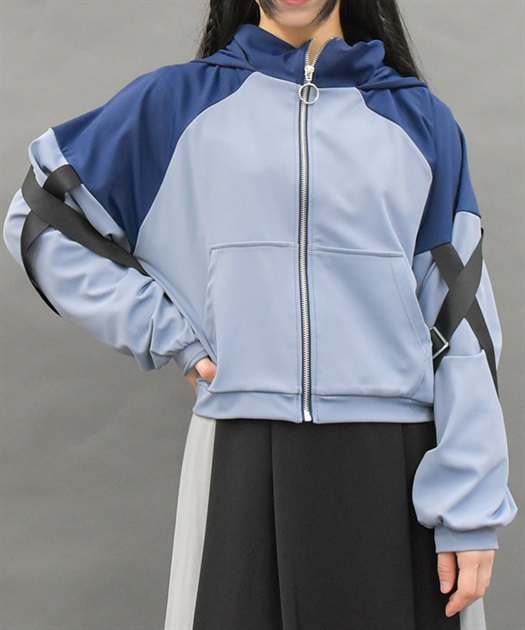 ベルトデザイン配色パーカー | axes femme online shop -outlet-