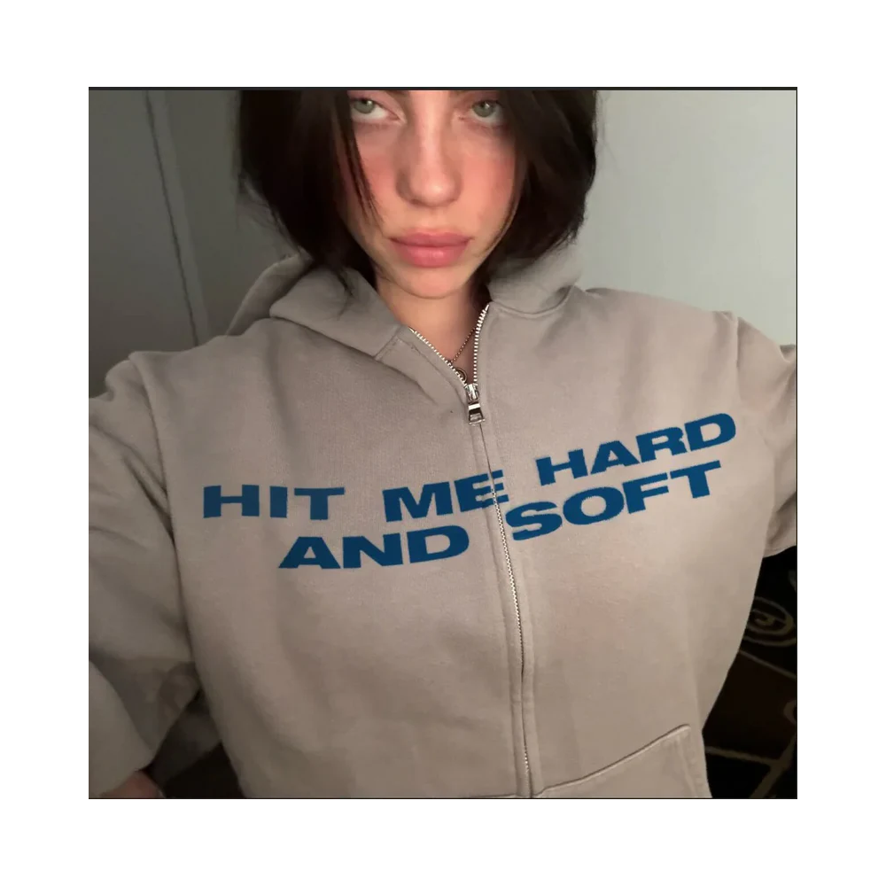 HIT ME HARD AND SOFT Hoodie zippé gris - Store Billie Eilish