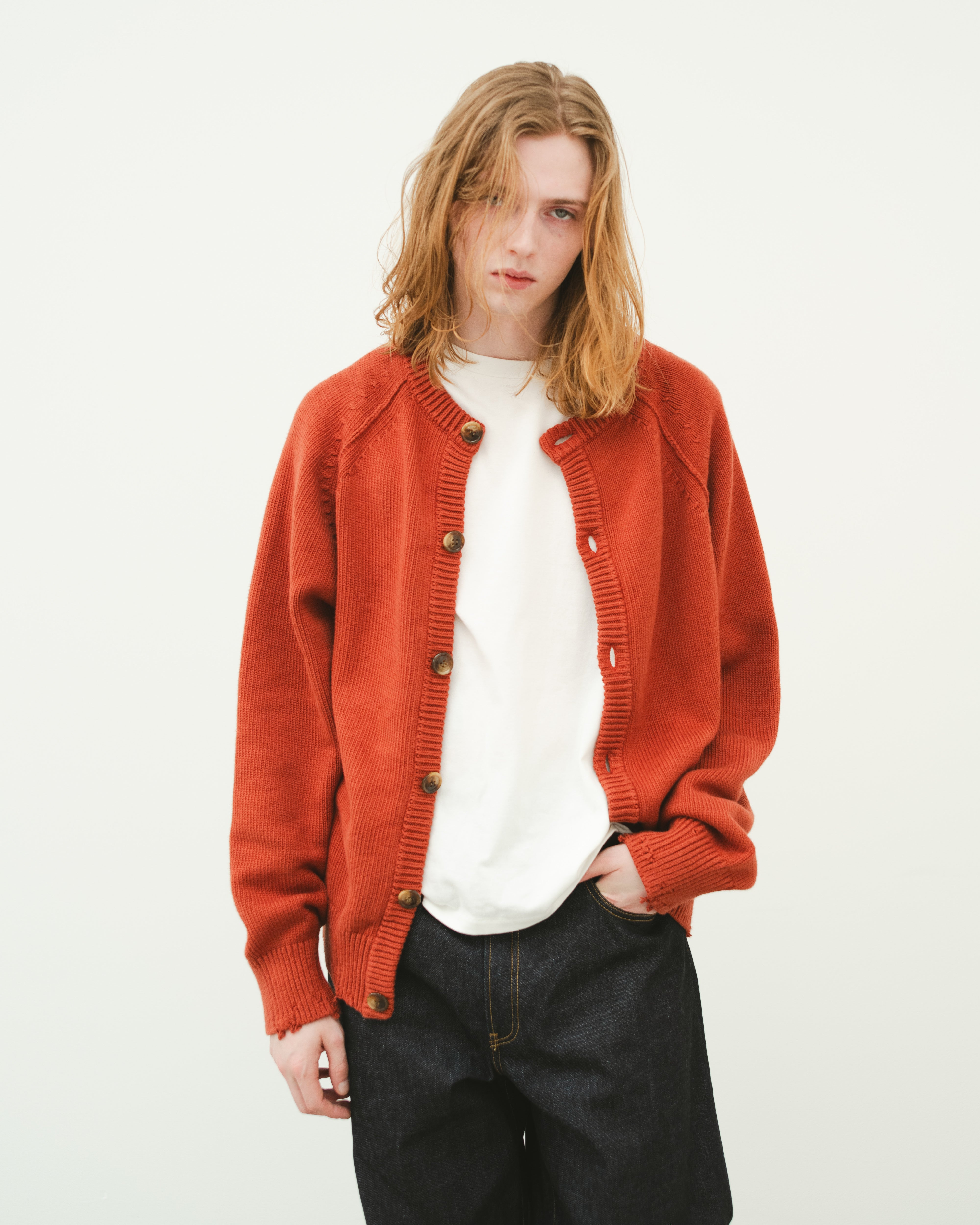 DISTRESSED COTTON CARDIGAN TERRACOTTA – SimplyComplicated