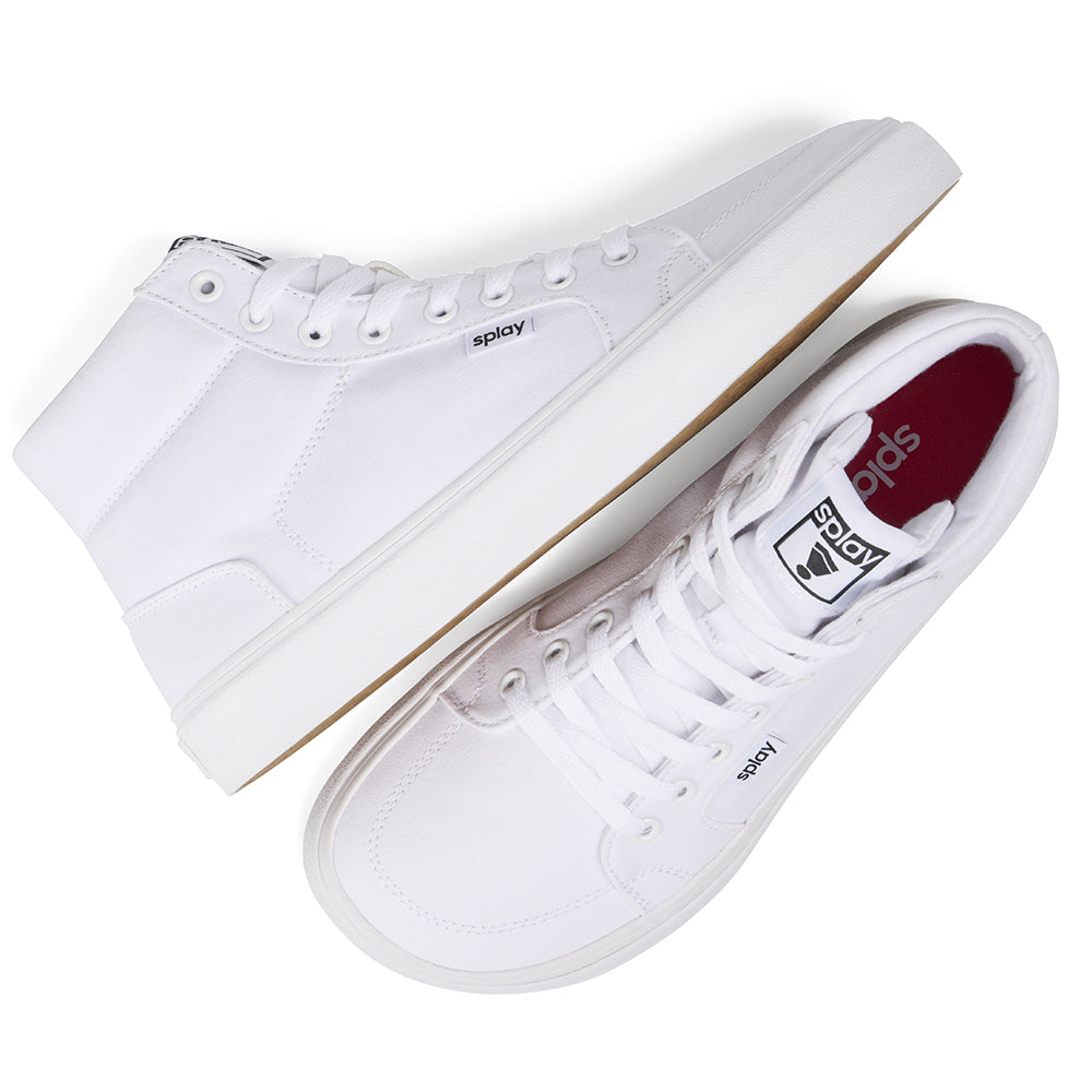 REV HT Canvas Salt Lake – Clean White High-Top Skate Shoes – Splay