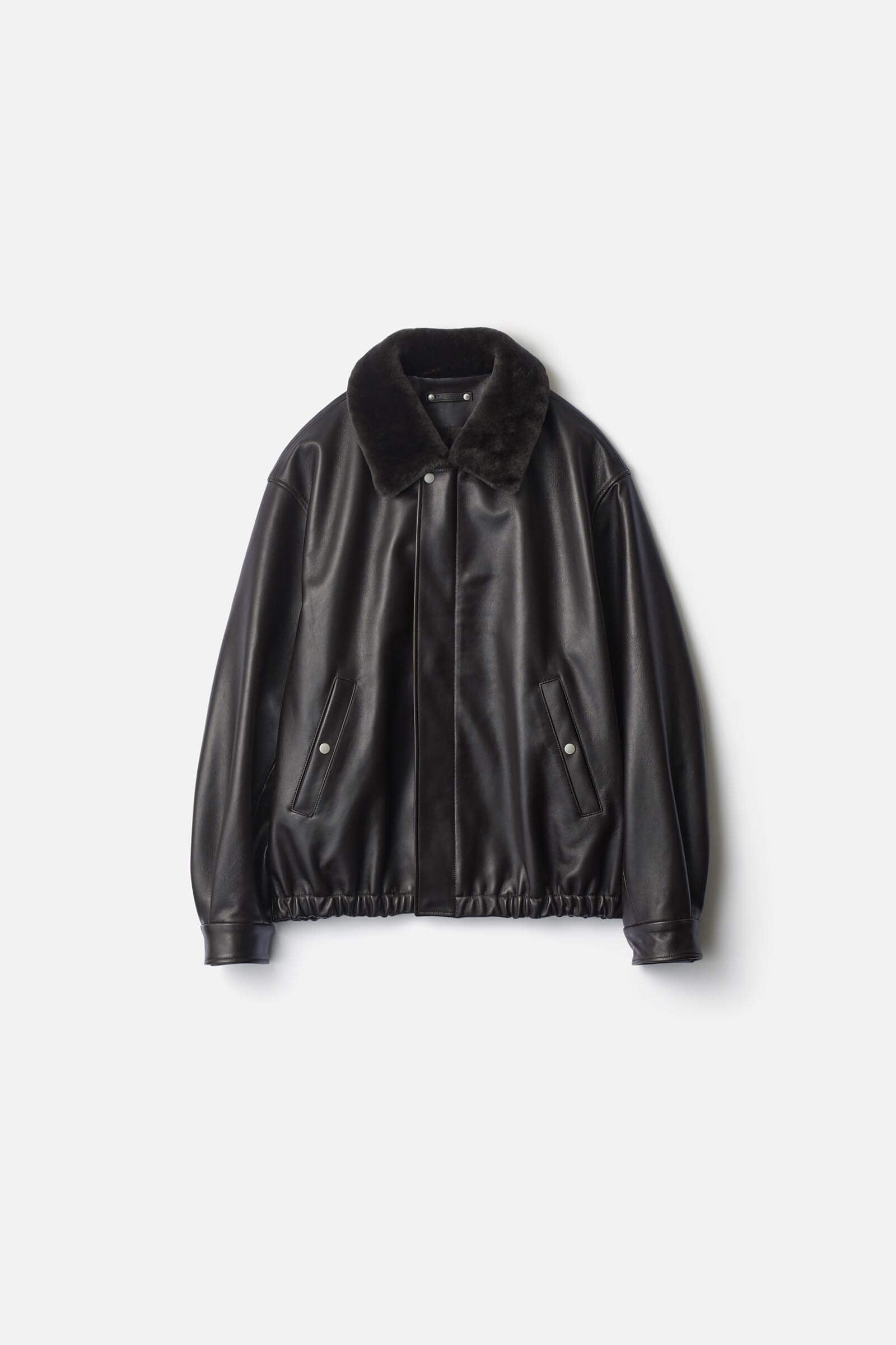 MOUTON COLLAR SHEEP LEATHER ZIP JACKET – ssstein