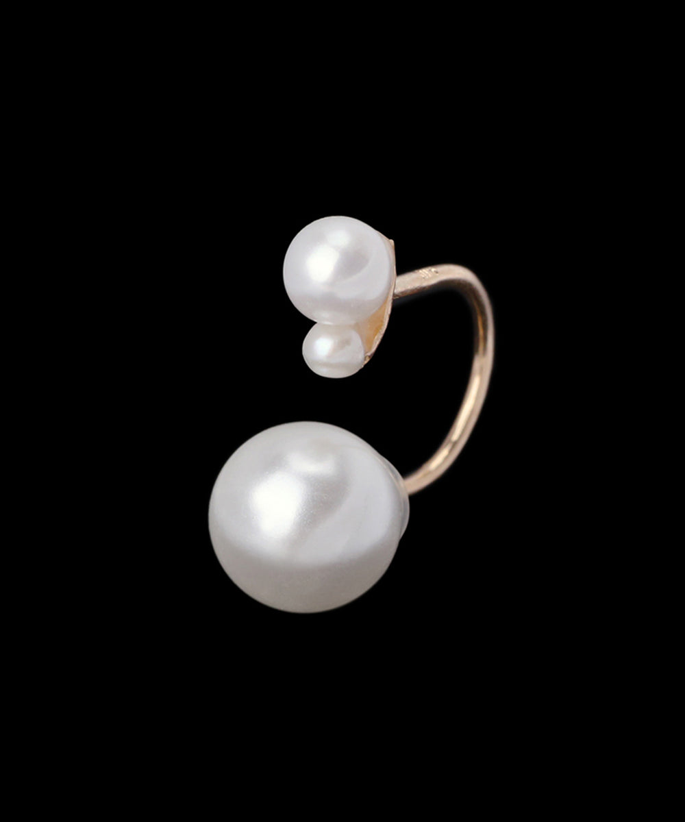 SIENA ROSE】【オンライン限定】Cラインのパールキャッチピアス[2粒