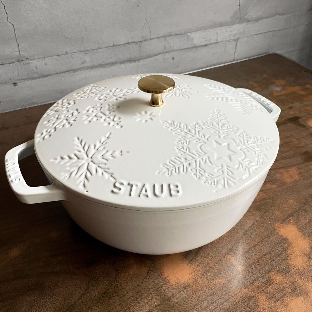 ストウブ STAUB スノークリスタル ココット 両手鍋 ホワイト 24cm 鋳物