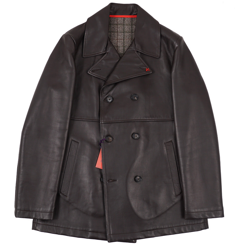 Isaia Leather Pea Coat with Wool Lining – Top Shelf Apparel