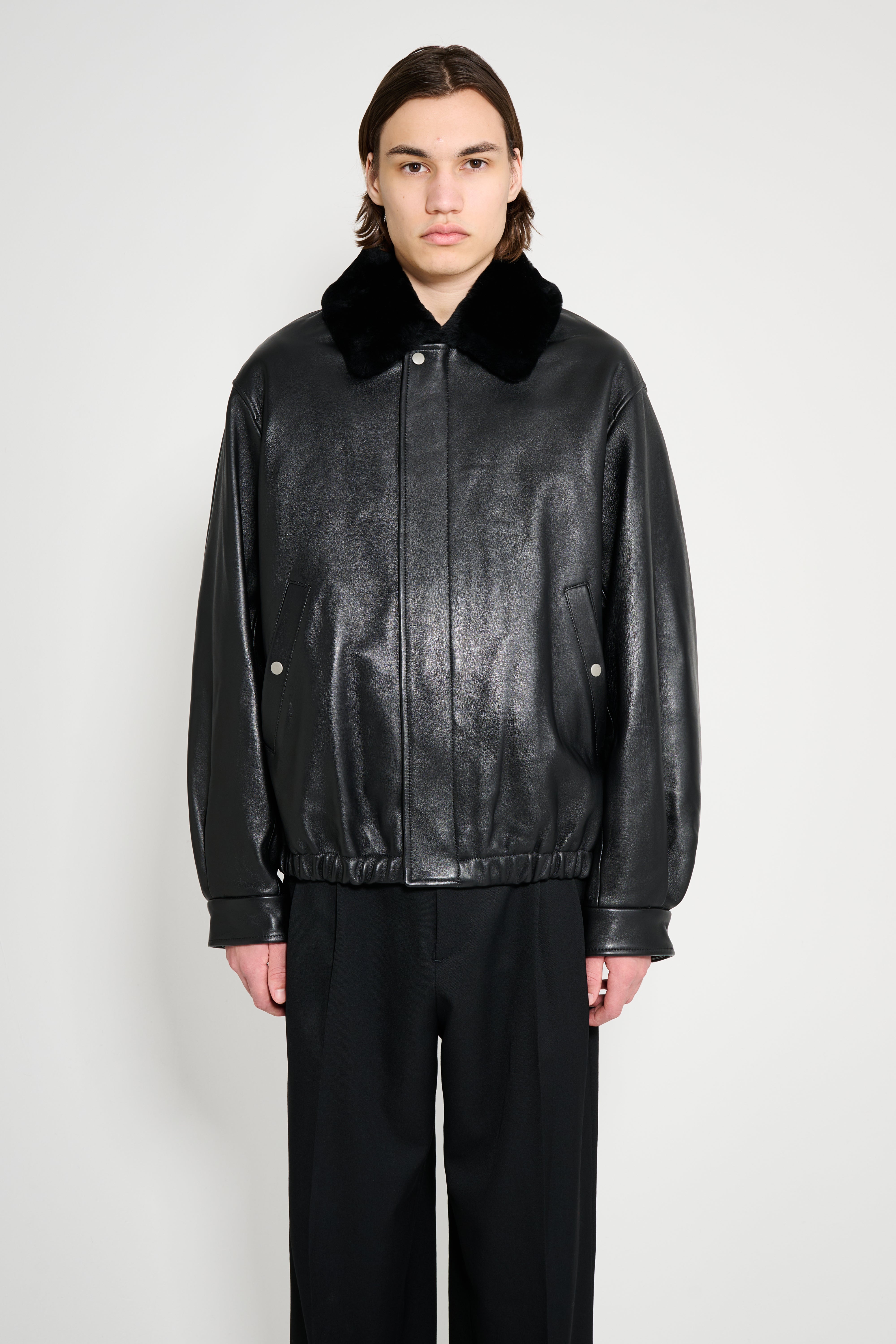 ssstein Mouton Collar Sheep Leather Zip Jacket Black – Très Bien