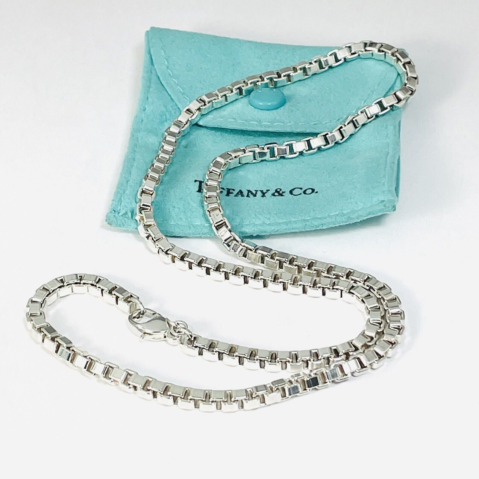 20” Tiffany & Co Venetian Box Link Necklace Chain in Sterling