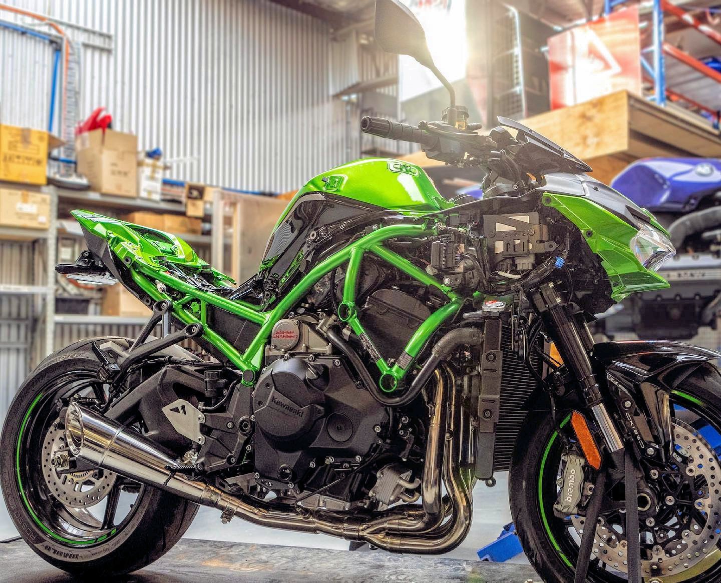 KAWASAKI NINJA ZH2 VANDEMON POLISHED TITANIUM EXHAUST SYSTEM