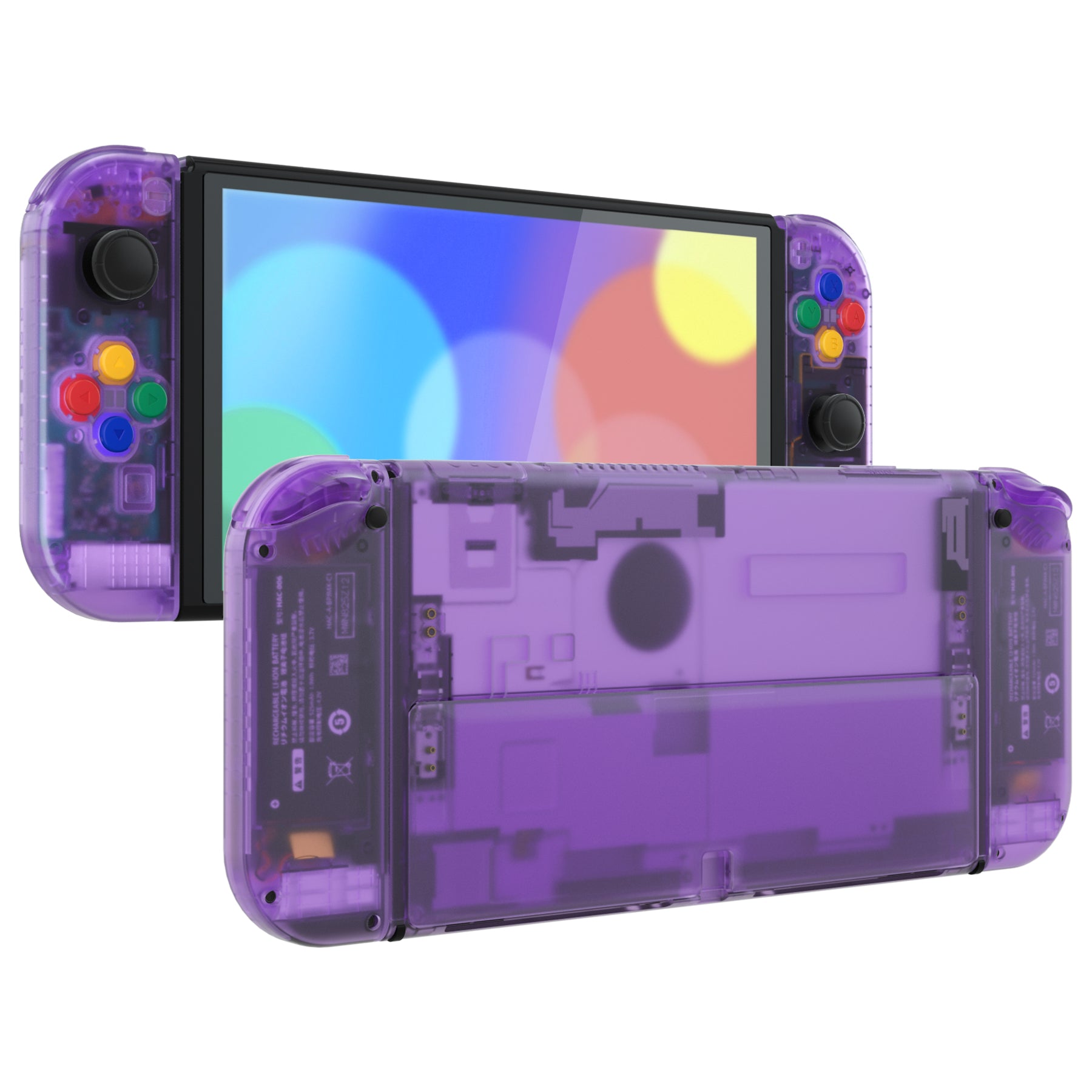 eXtremeRate Clear Atomic Purple Custom Full Set Shell for Nintendo