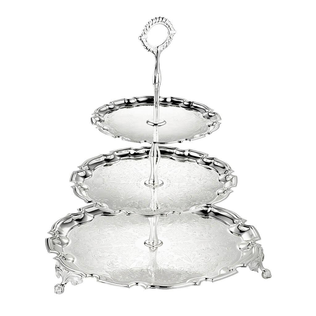England Silverware] 3 Tier Chippendale Cake Stand/Dessert Tray