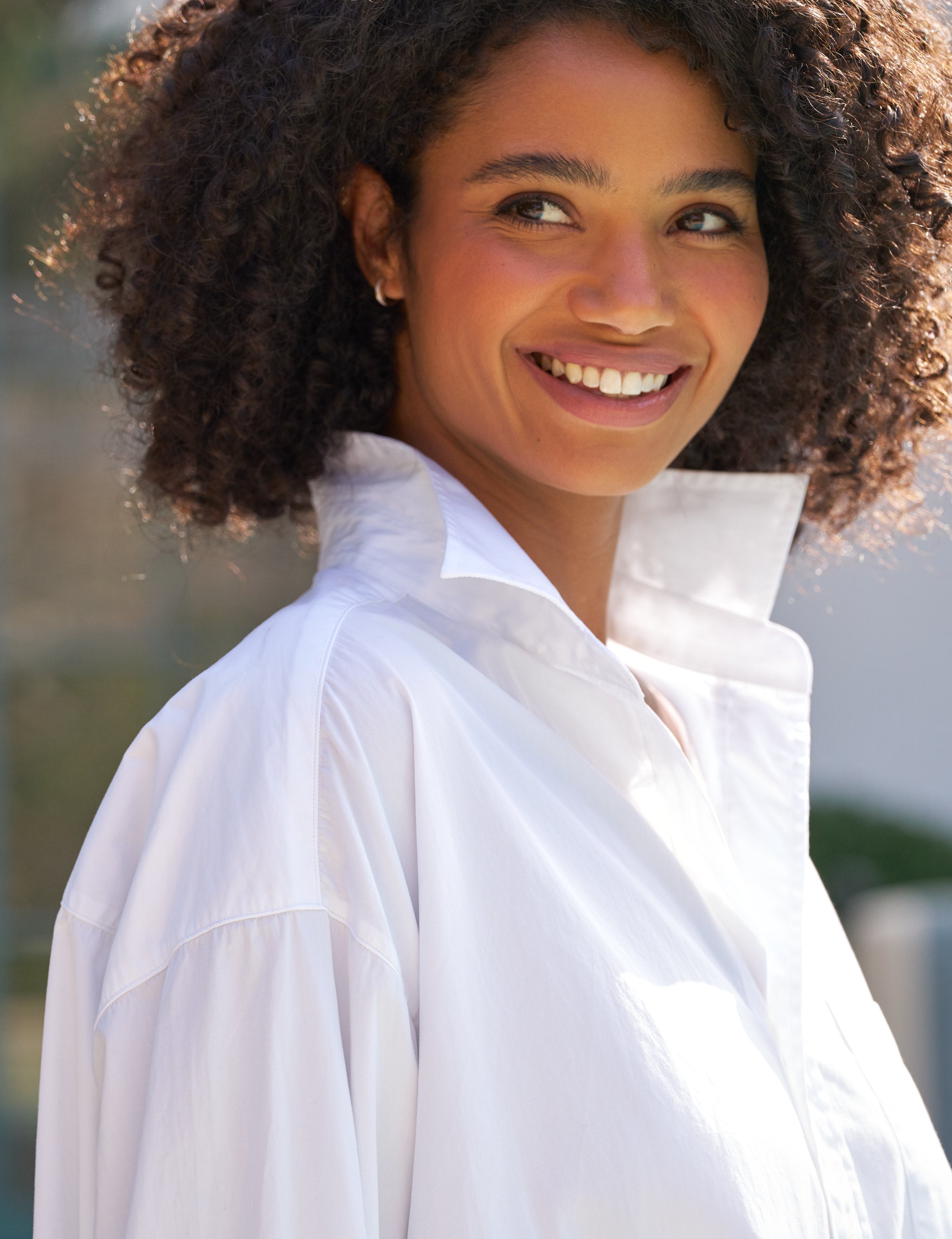 Mackenzie, One-Size Button-Up Shirt, White | Frank & Eileen