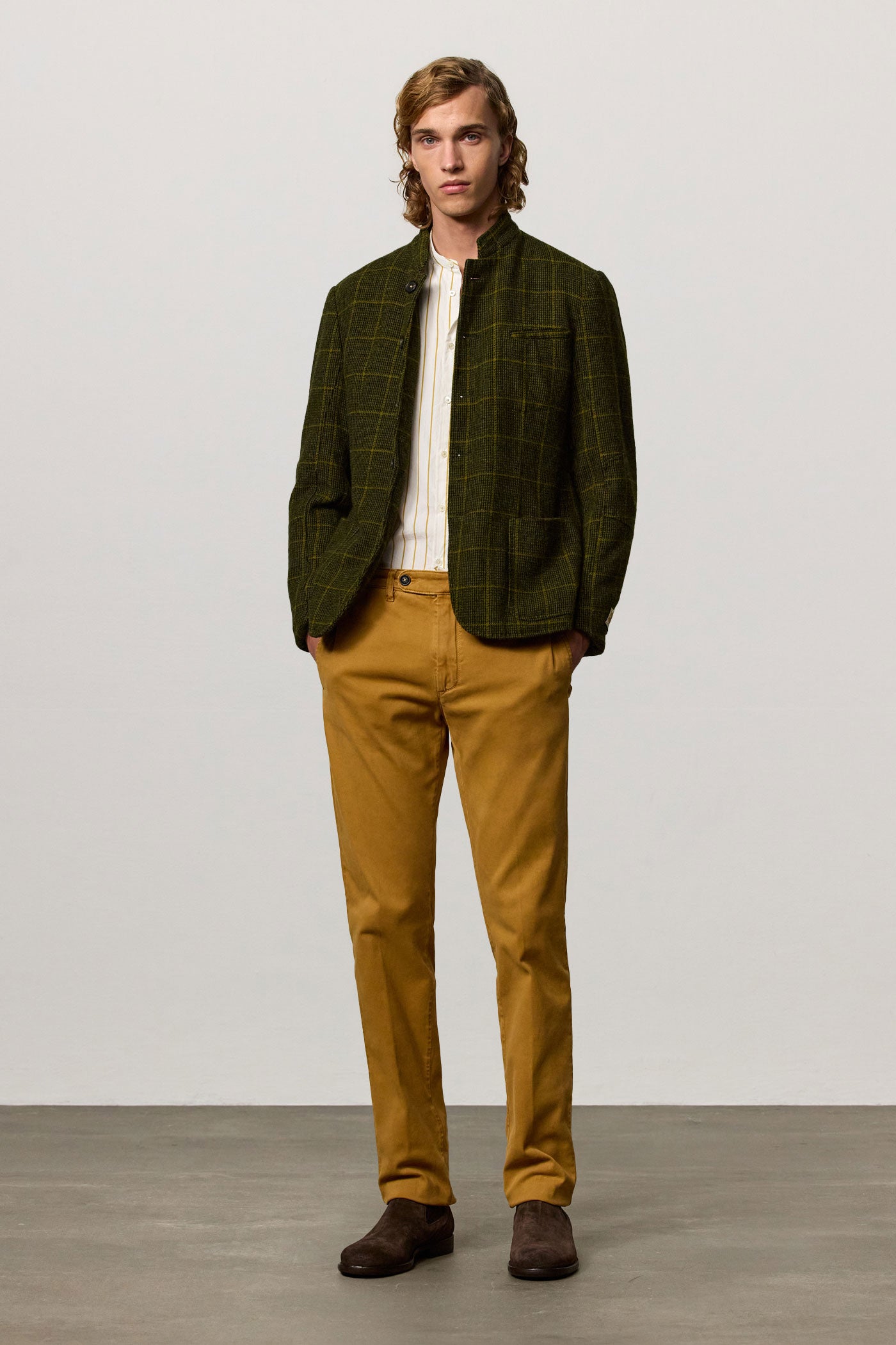GSTAAD - Wool guru collar jacket - yellow – Massimo Alba