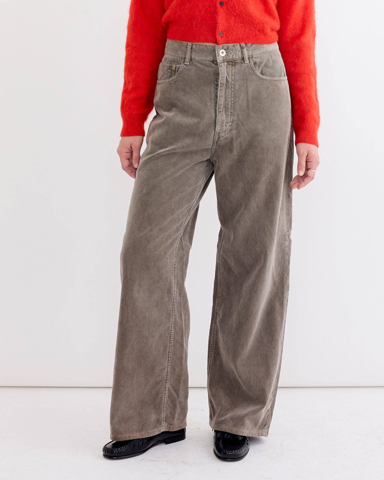 Corduroy Wide 5P Pant in Olive Brown