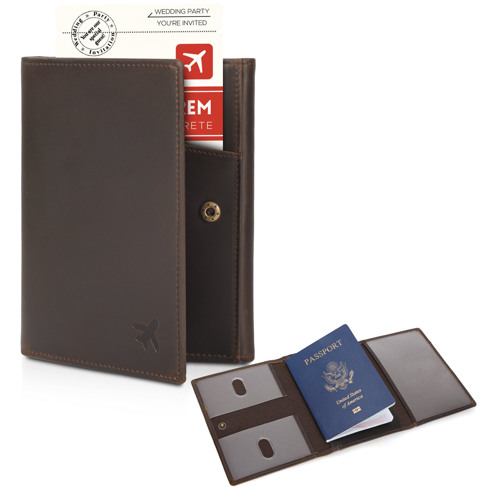 Polare Full Grain Leather Pilot Wallet Passport Holder RFID Blocking T