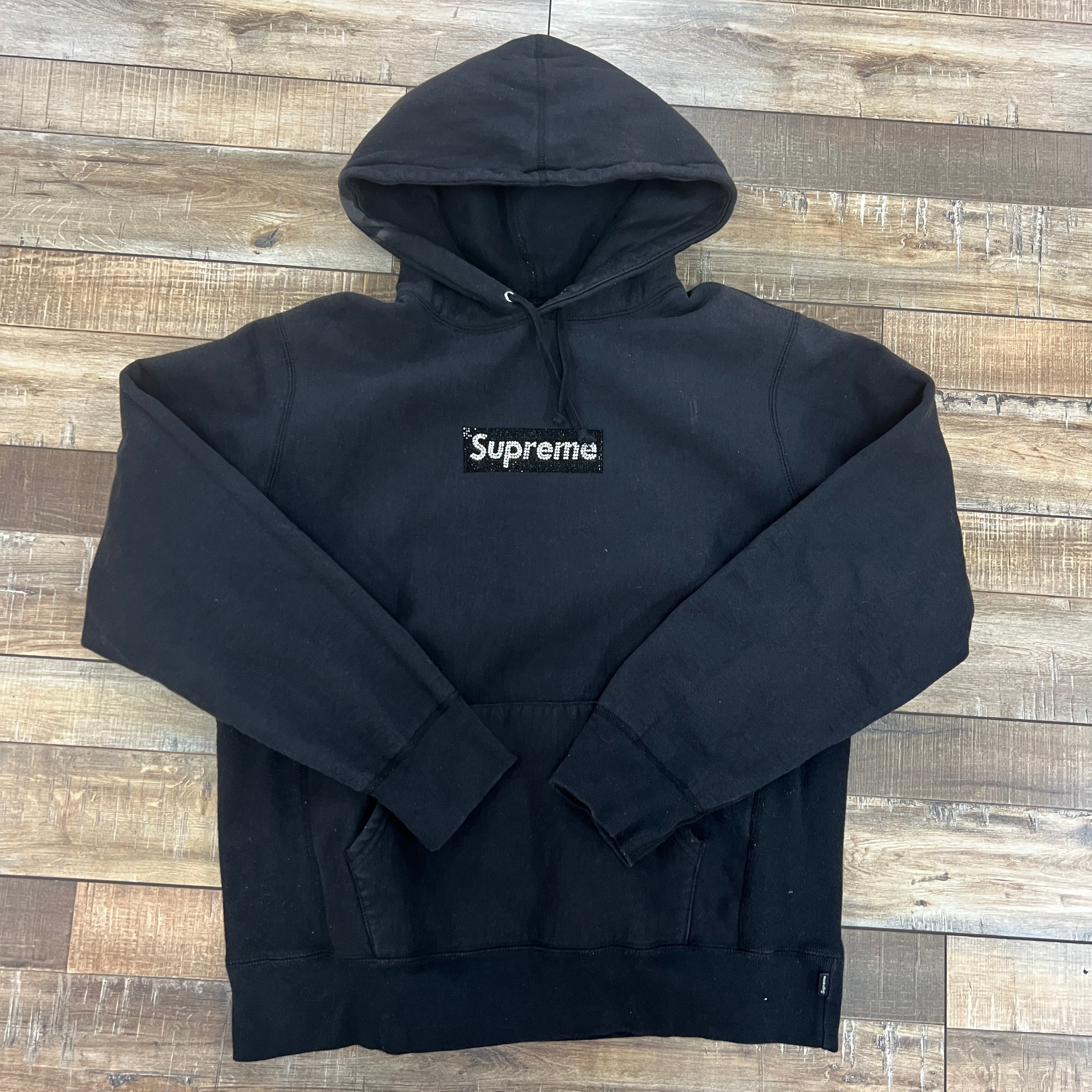 Supreme Swarovski Box Logo Hooded Sweatshirt Black – Holy Ground