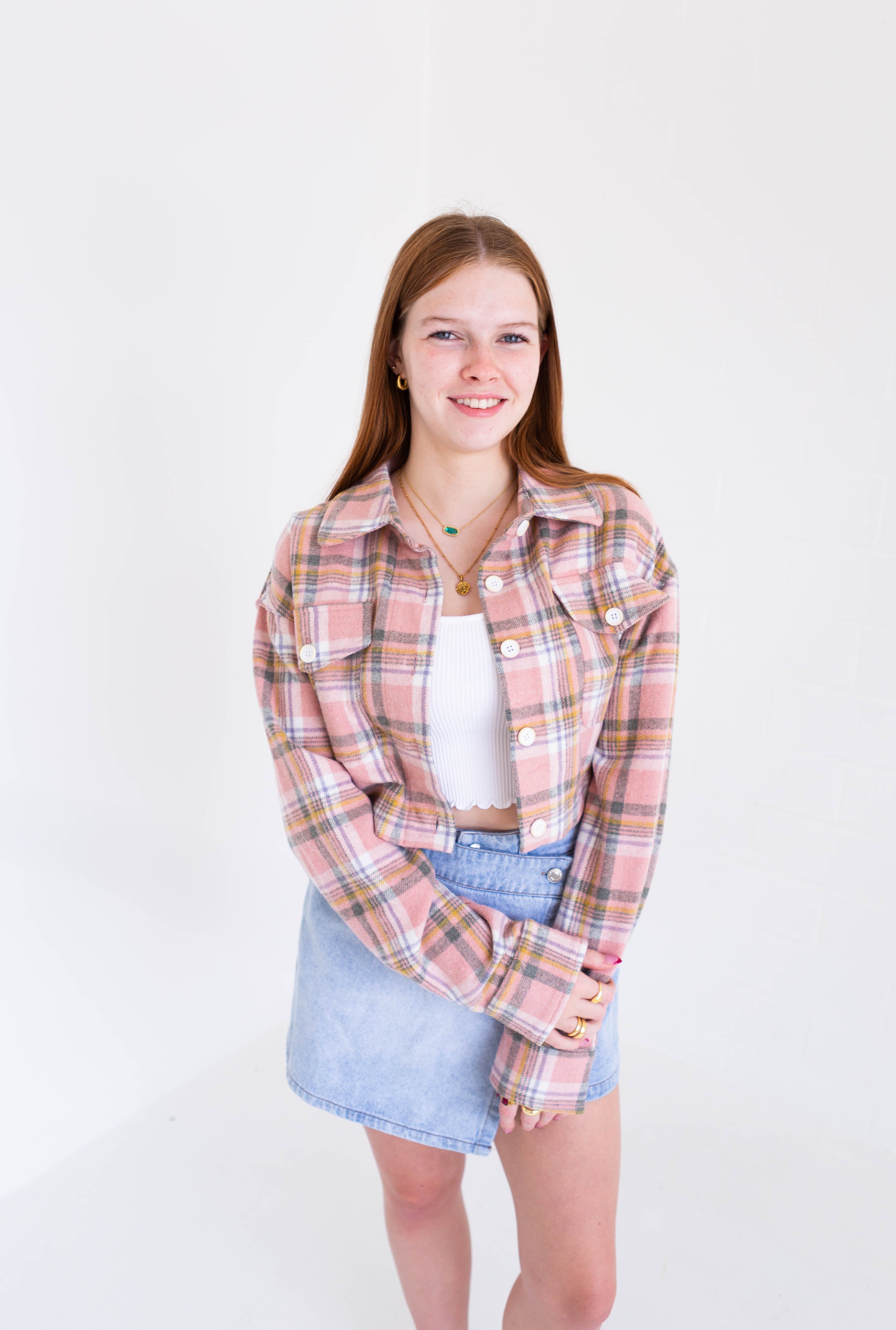 Pink Cropped Flannel – Wildflower Threads
