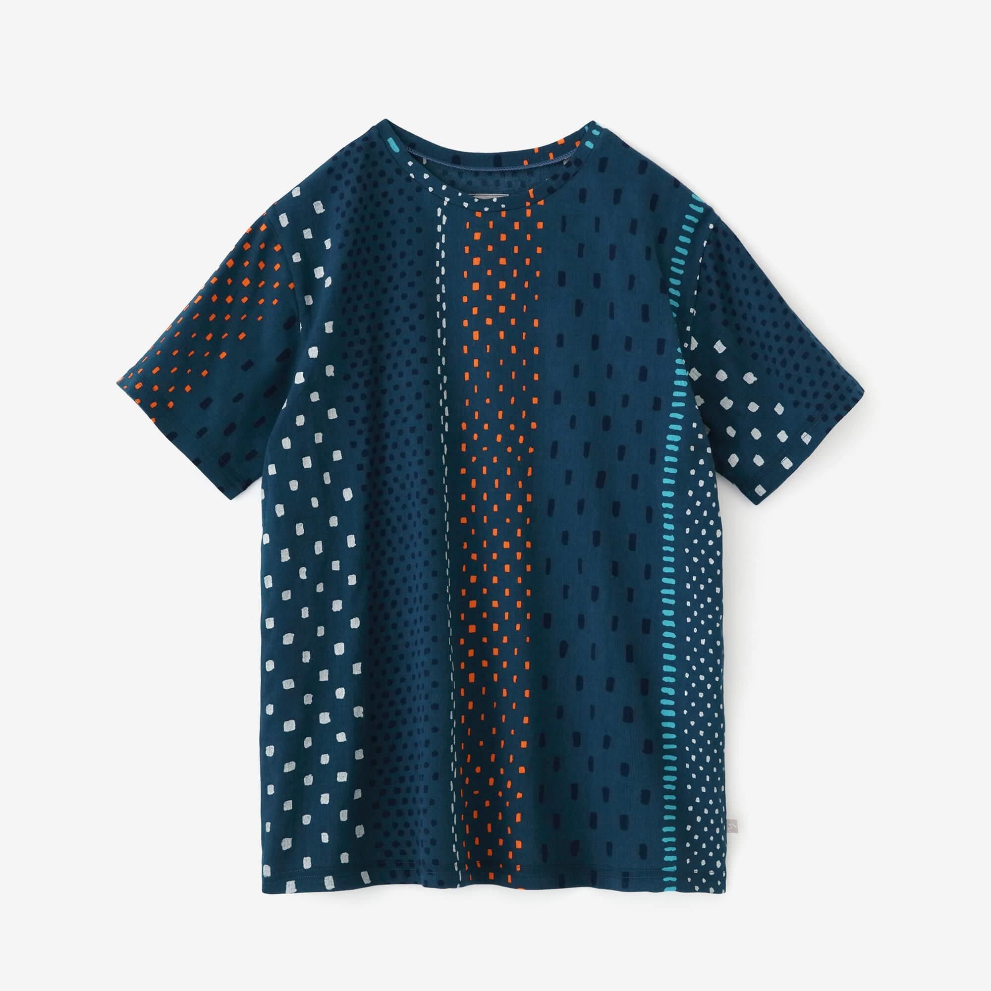 高島縮 40/40 半袖Tシャツ／霰縞（あられじま）