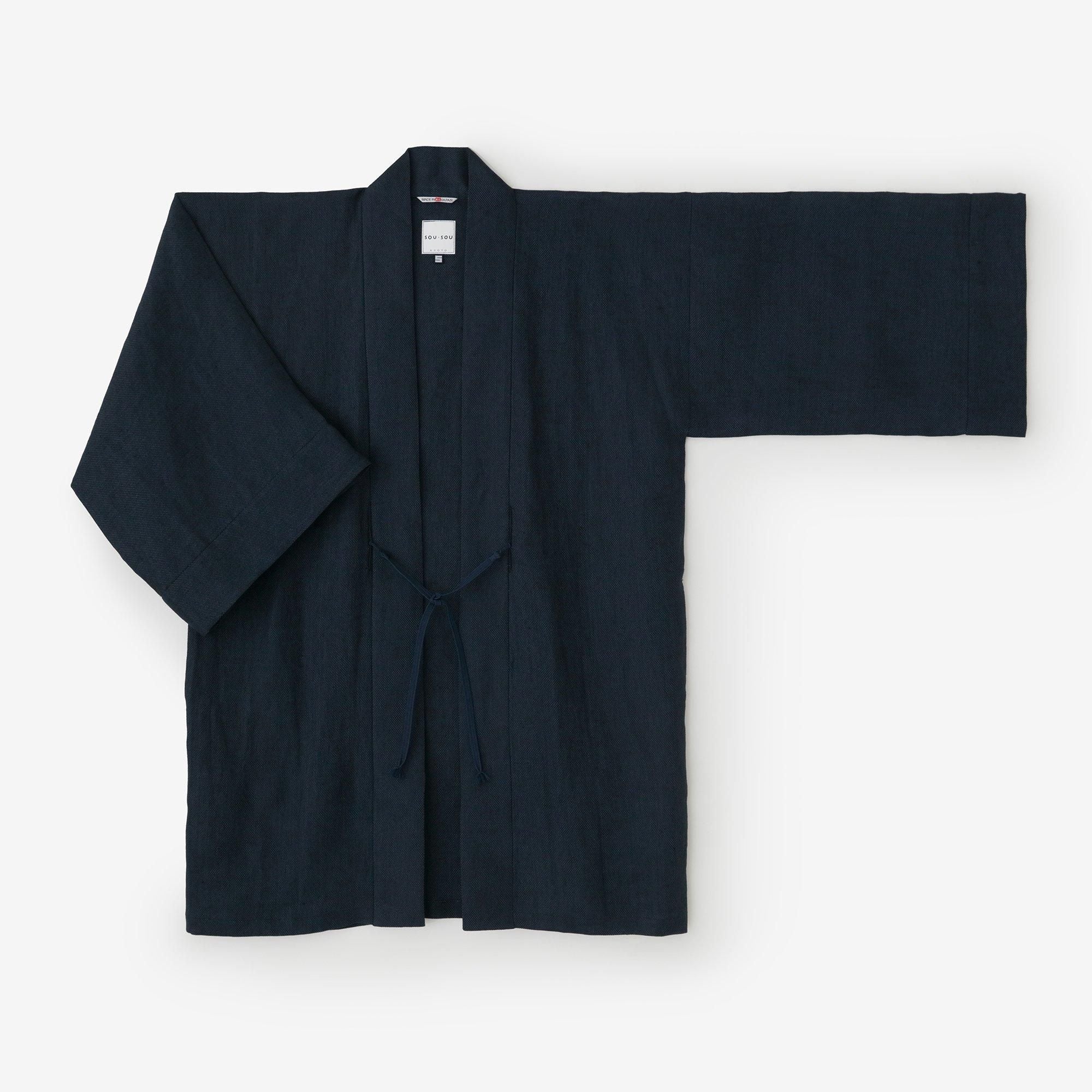 net限定】麻 袢纏（はんてん） 間（けん） 単（ひとえ）／濃紺（のうこん）