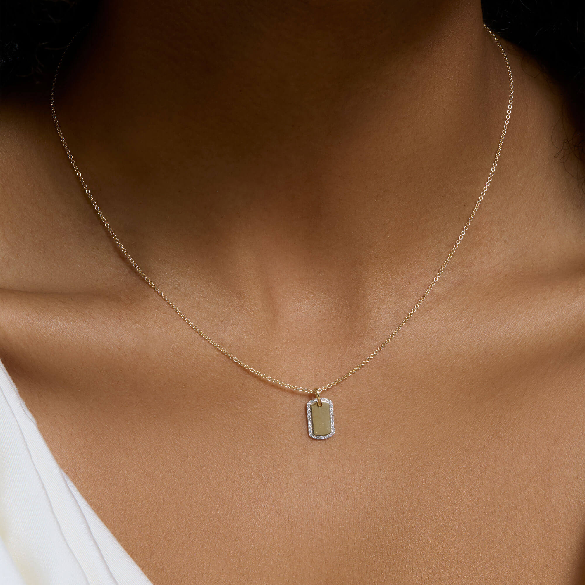 Tiny Diamond Dog Tag – STONE AND STRAND